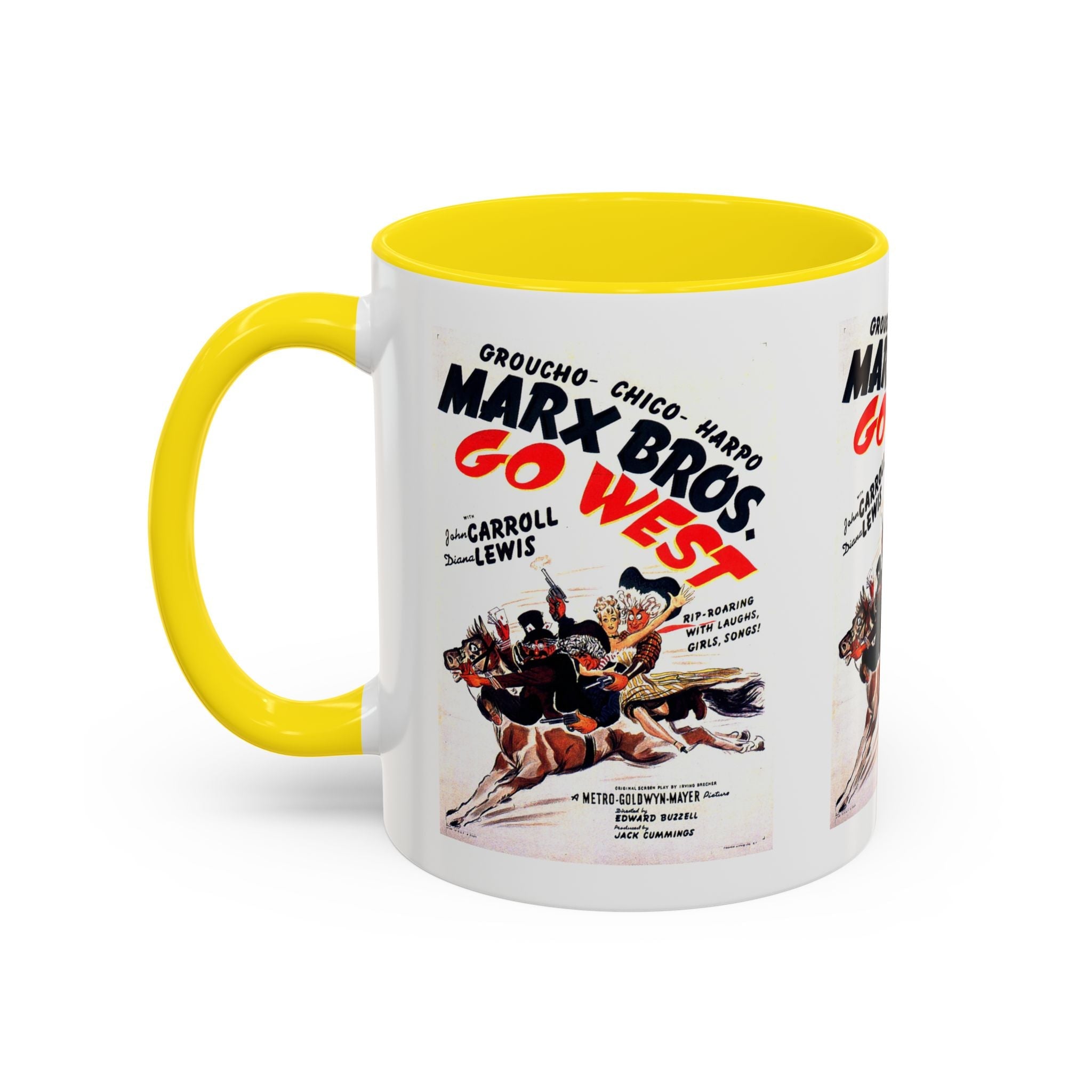 Cult Classic Movie Poster Art Accent Coffee Mug (11, 15oz) - Go West | Marx Brothers 1940 - POPvault