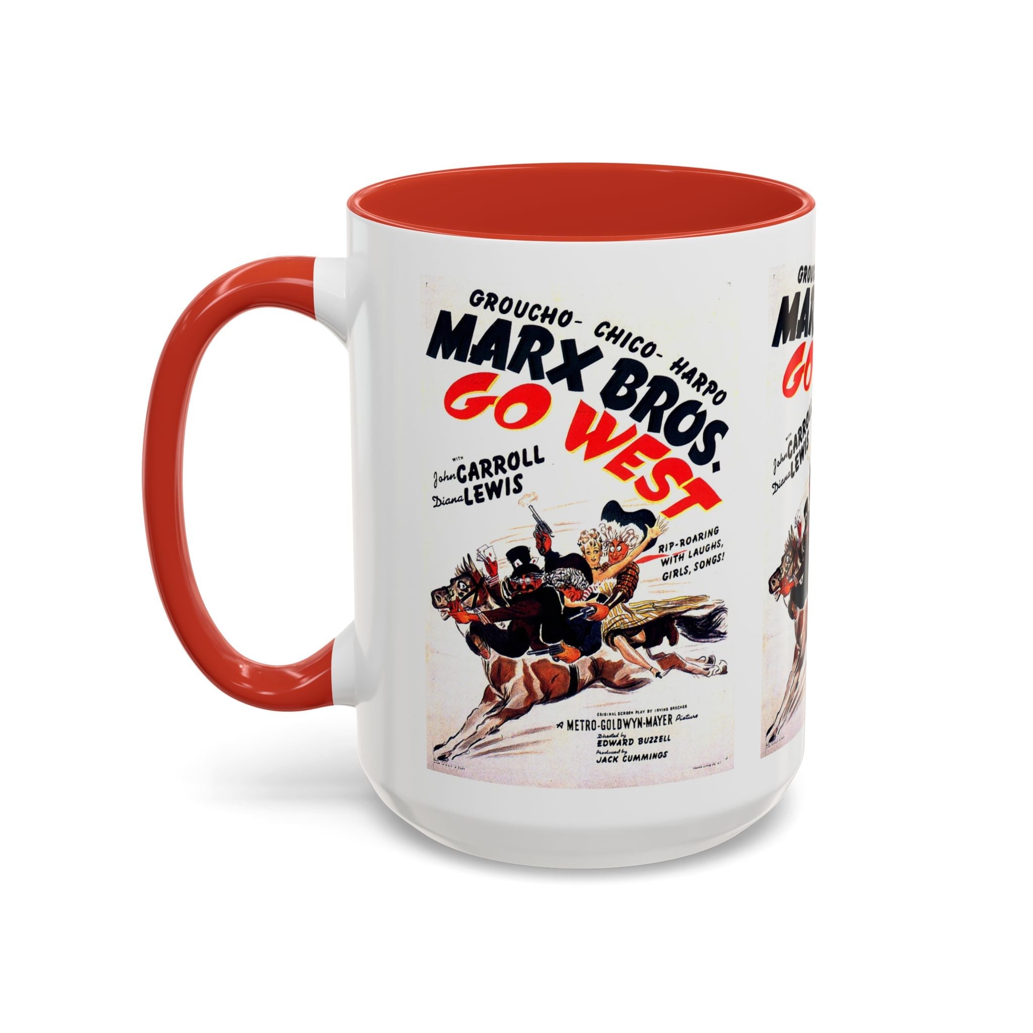 Cult Classic Movie Poster Art Accent Coffee Mug (11, 15oz) - Go West | Marx Brothers 1940 - POPvault