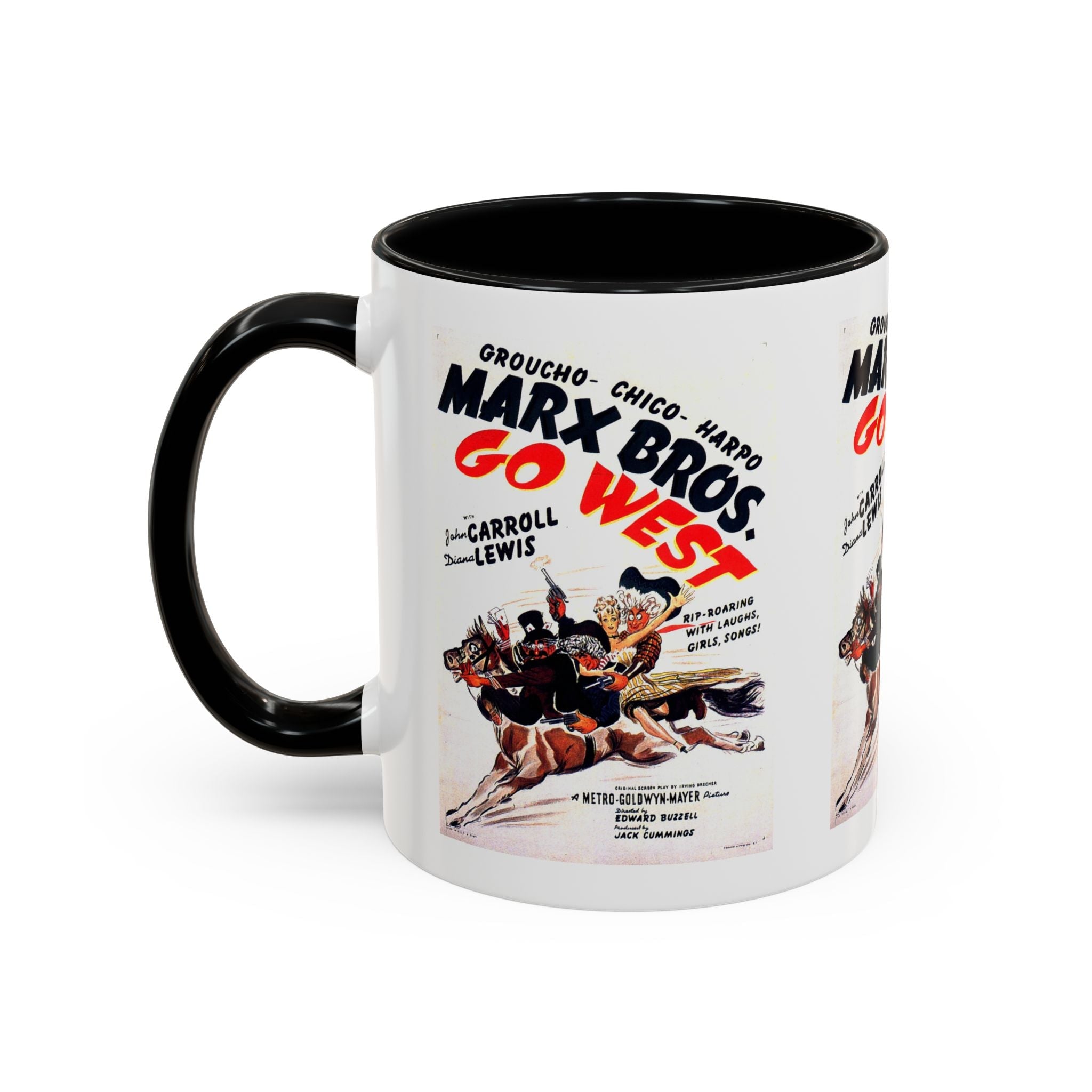 Cult Classic Movie Poster Art Accent Coffee Mug (11, 15oz) - Go West | Marx Brothers 1940 - POPvault