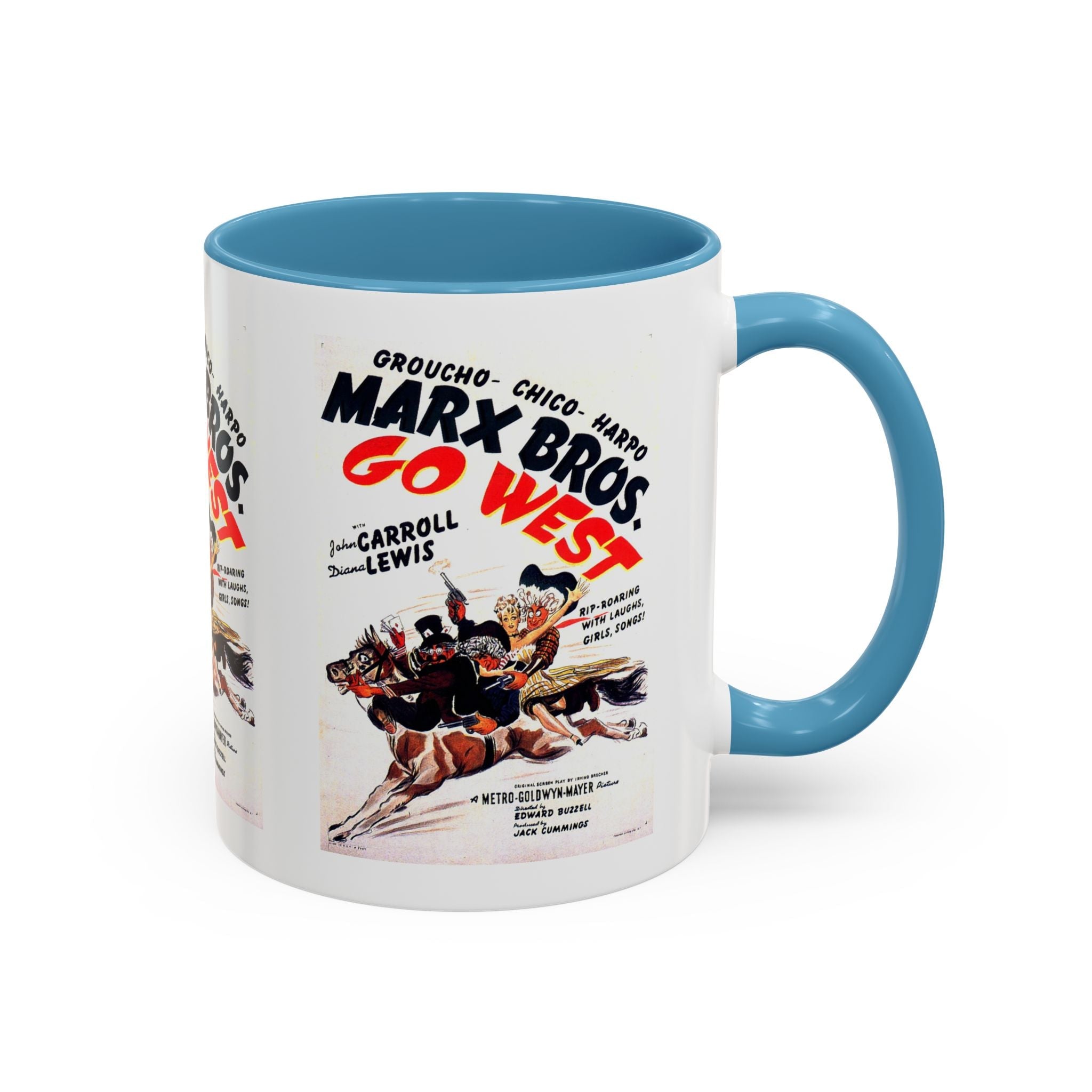 Cult Classic Movie Poster Art Accent Coffee Mug (11, 15oz) - Go West | Marx Brothers 1940 - POPvault