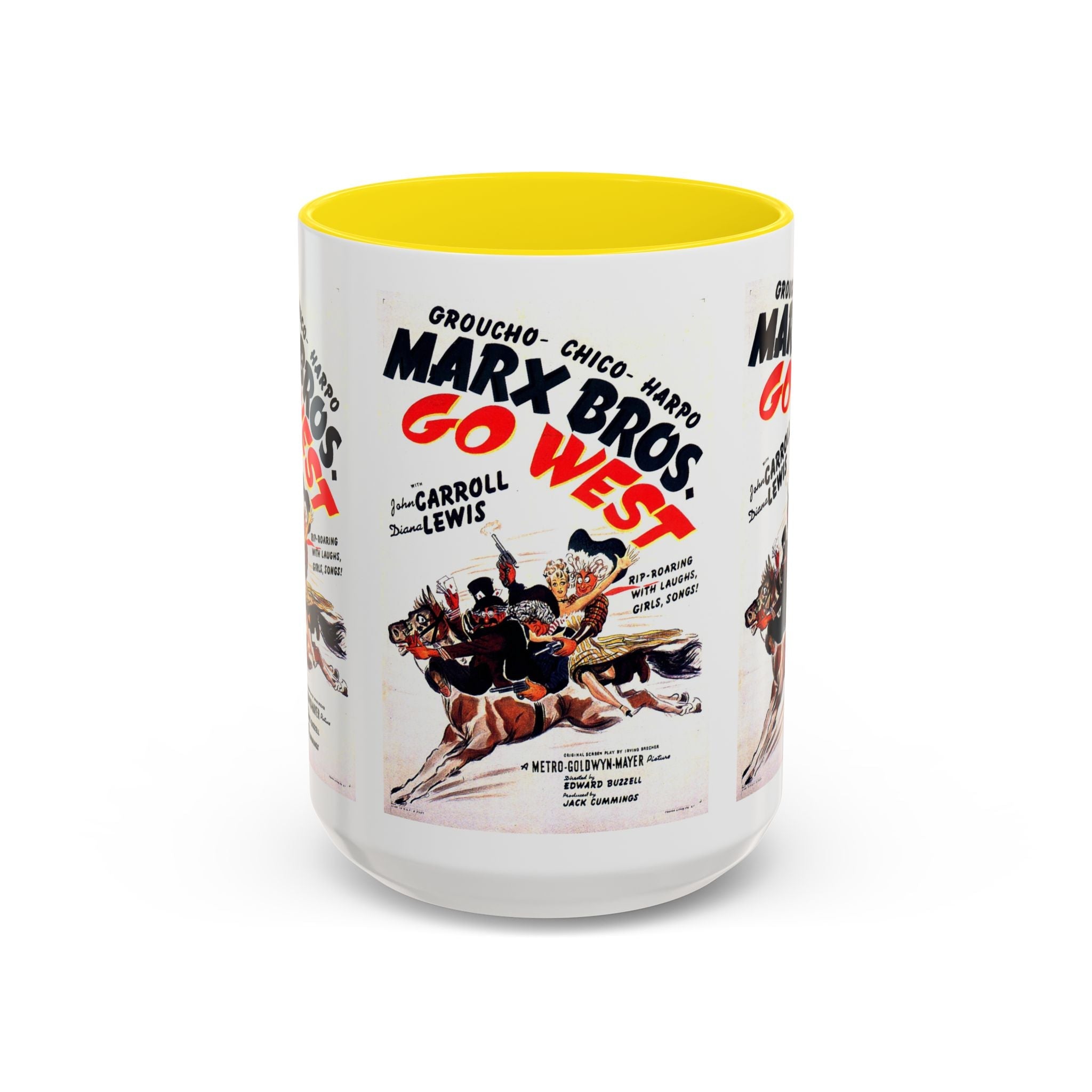 Cult Classic Movie Poster Art Accent Coffee Mug (11, 15oz) - Go West | Marx Brothers 1940 - POPvault