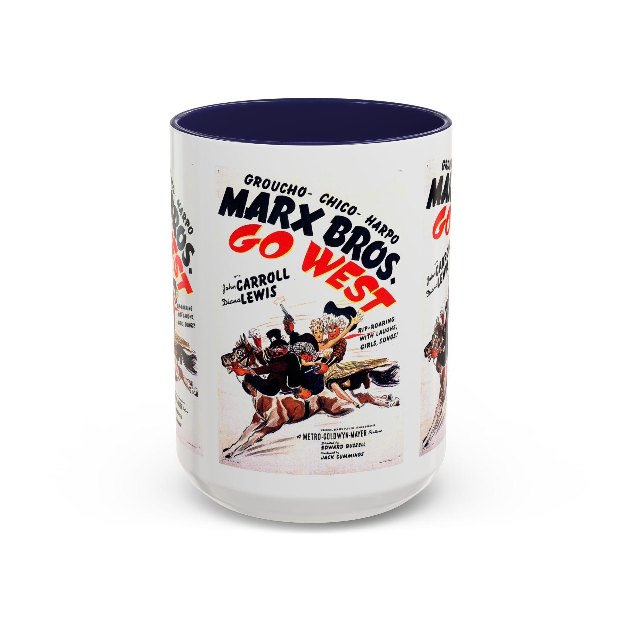 Cult Classic Movie Poster Art Accent Coffee Mug (11, 15oz) - Go West | Marx Brothers 1940 - POPvault