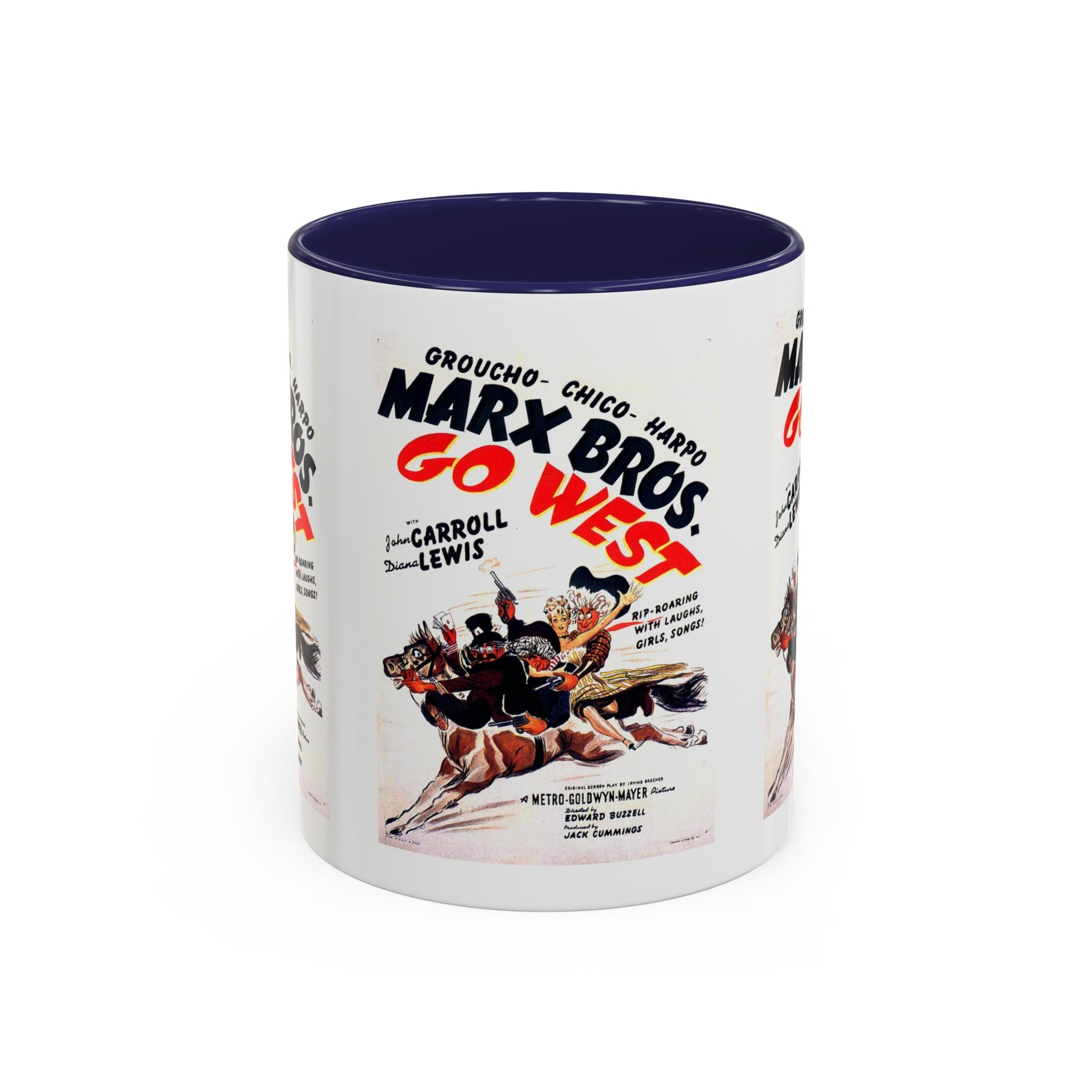 Cult Classic Movie Poster Art Accent Coffee Mug (11, 15oz) - Go West | Marx Brothers 1940 - POPvault