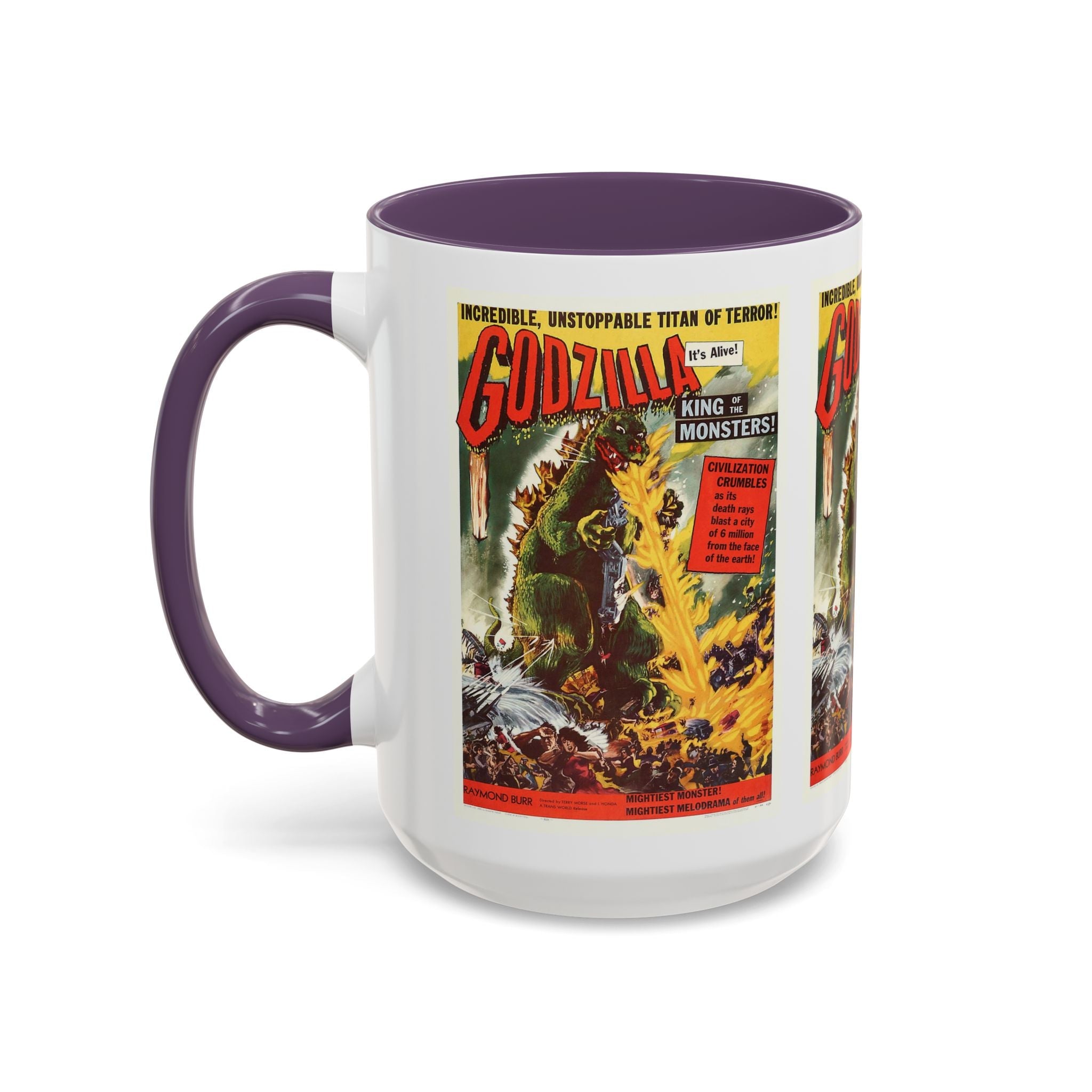 Cult Classic Movie Poster Art Accent Coffee Mug (11, 15oz) - Godzilla King Of The Monsters 1954 - POPvault