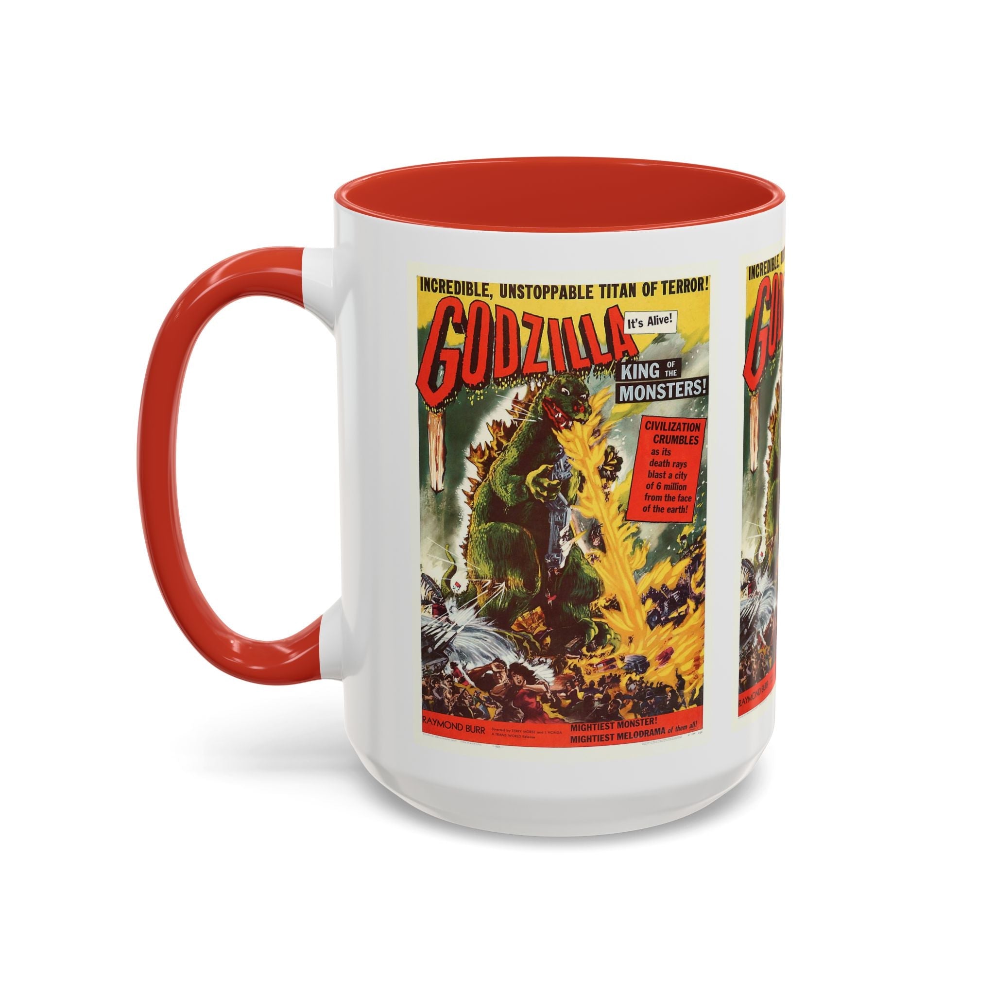 Cult Classic Movie Poster Art Accent Coffee Mug (11, 15oz) - Godzilla King Of The Monsters 1954 - POPvault