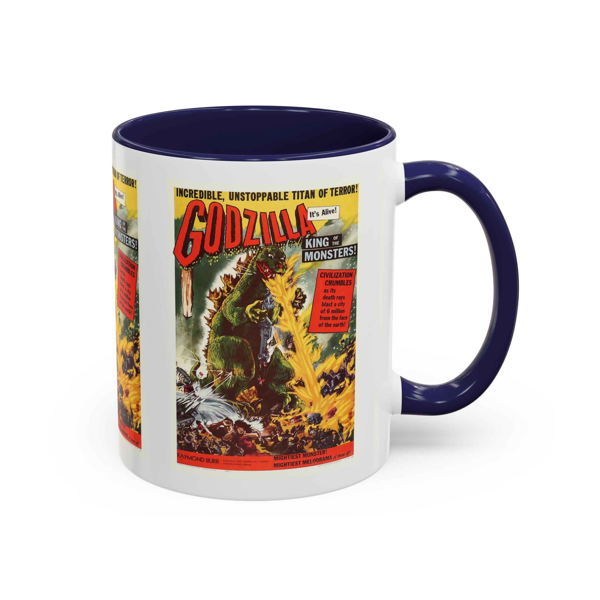 Cult Classic Movie Poster Art Accent Coffee Mug (11, 15oz) - Godzilla King Of The Monsters 1954 - POPvault