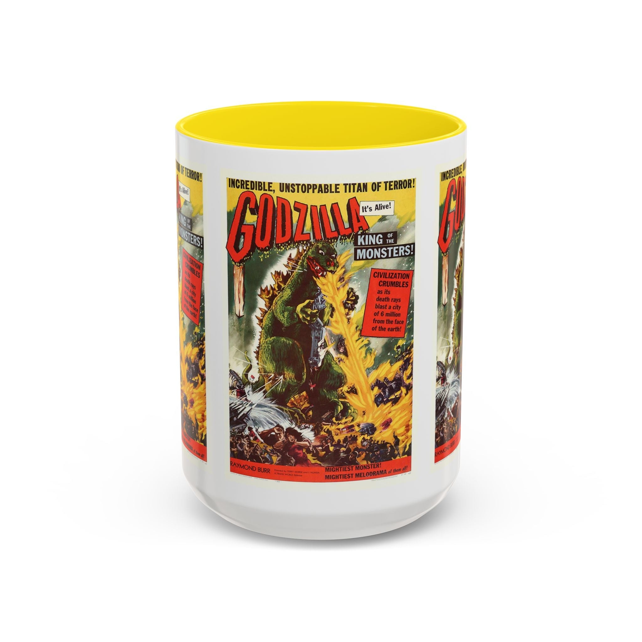 Cult Classic Movie Poster Art Accent Coffee Mug (11, 15oz) - Godzilla King Of The Monsters 1954 - POPvault