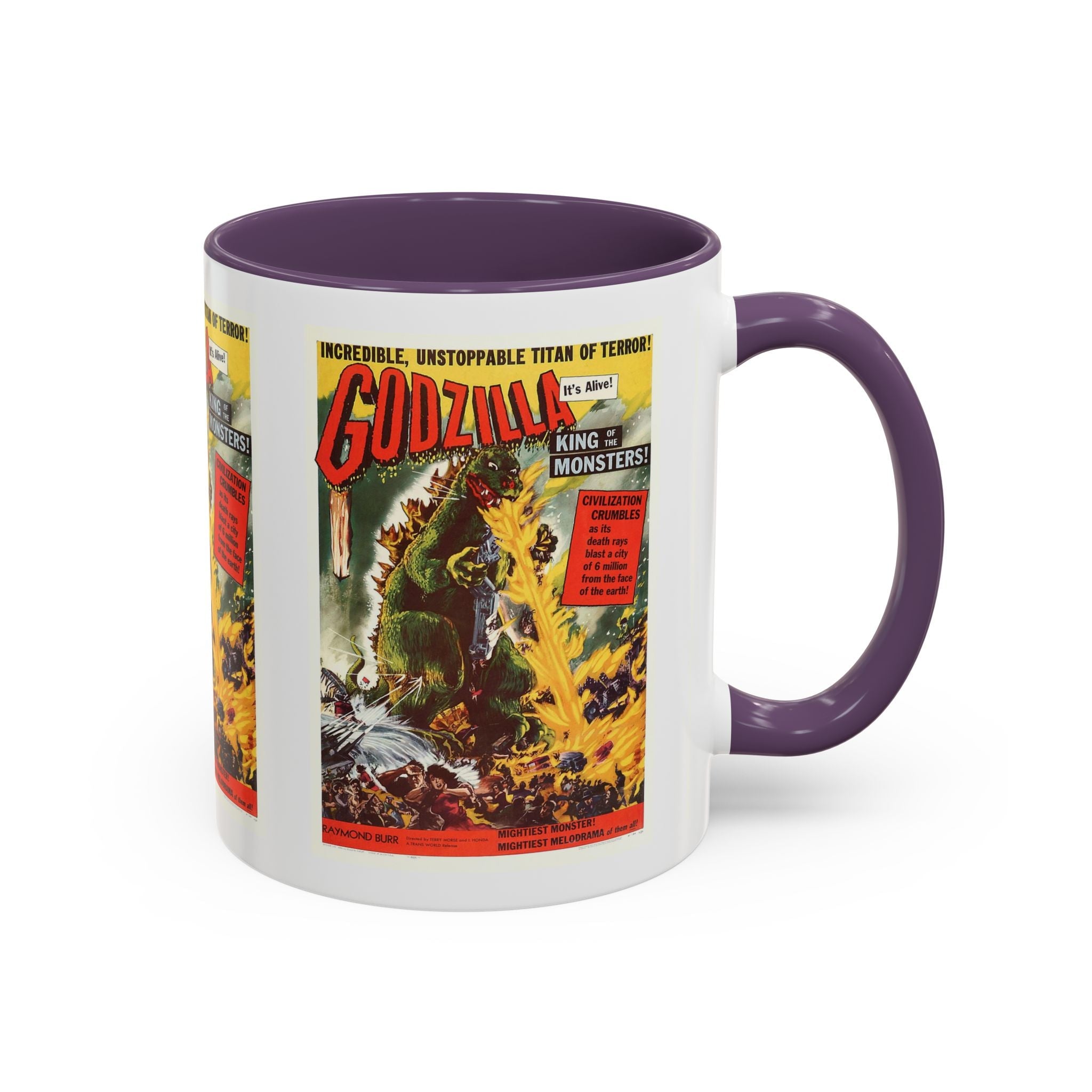 Cult Classic Movie Poster Art Accent Coffee Mug (11, 15oz) - Godzilla King Of The Monsters 1954 - POPvault