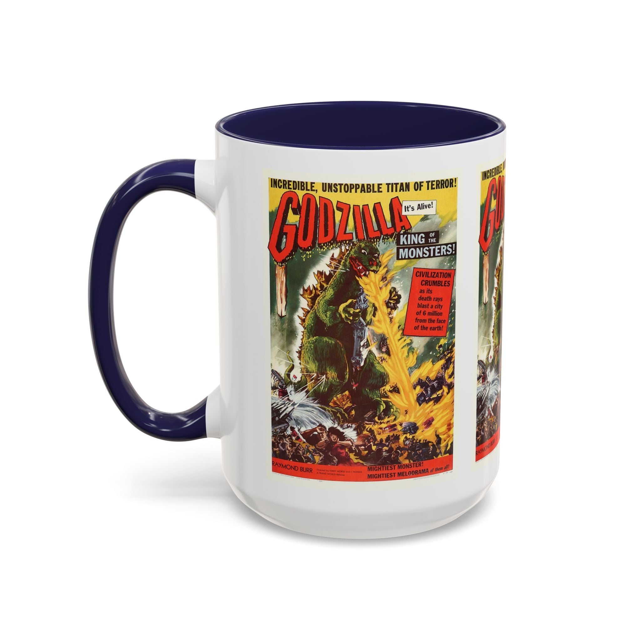 Cult Classic Movie Poster Art Accent Coffee Mug (11, 15oz) - Godzilla King Of The Monsters 1954 - POPvault