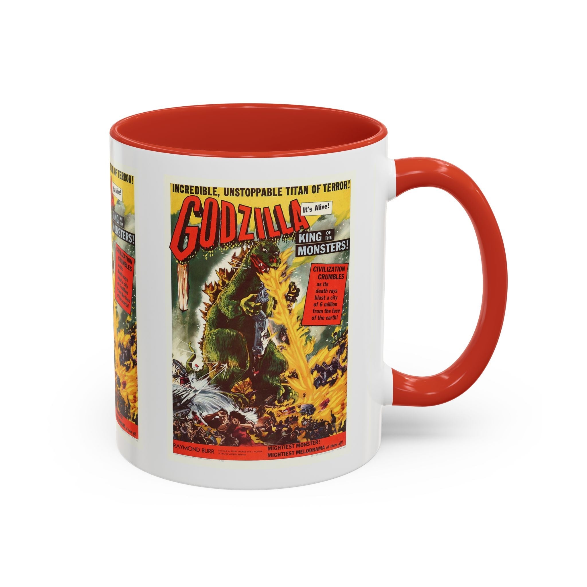 Cult Classic Movie Poster Art Accent Coffee Mug (11, 15oz) - Godzilla King Of The Monsters 1954 - POPvault
