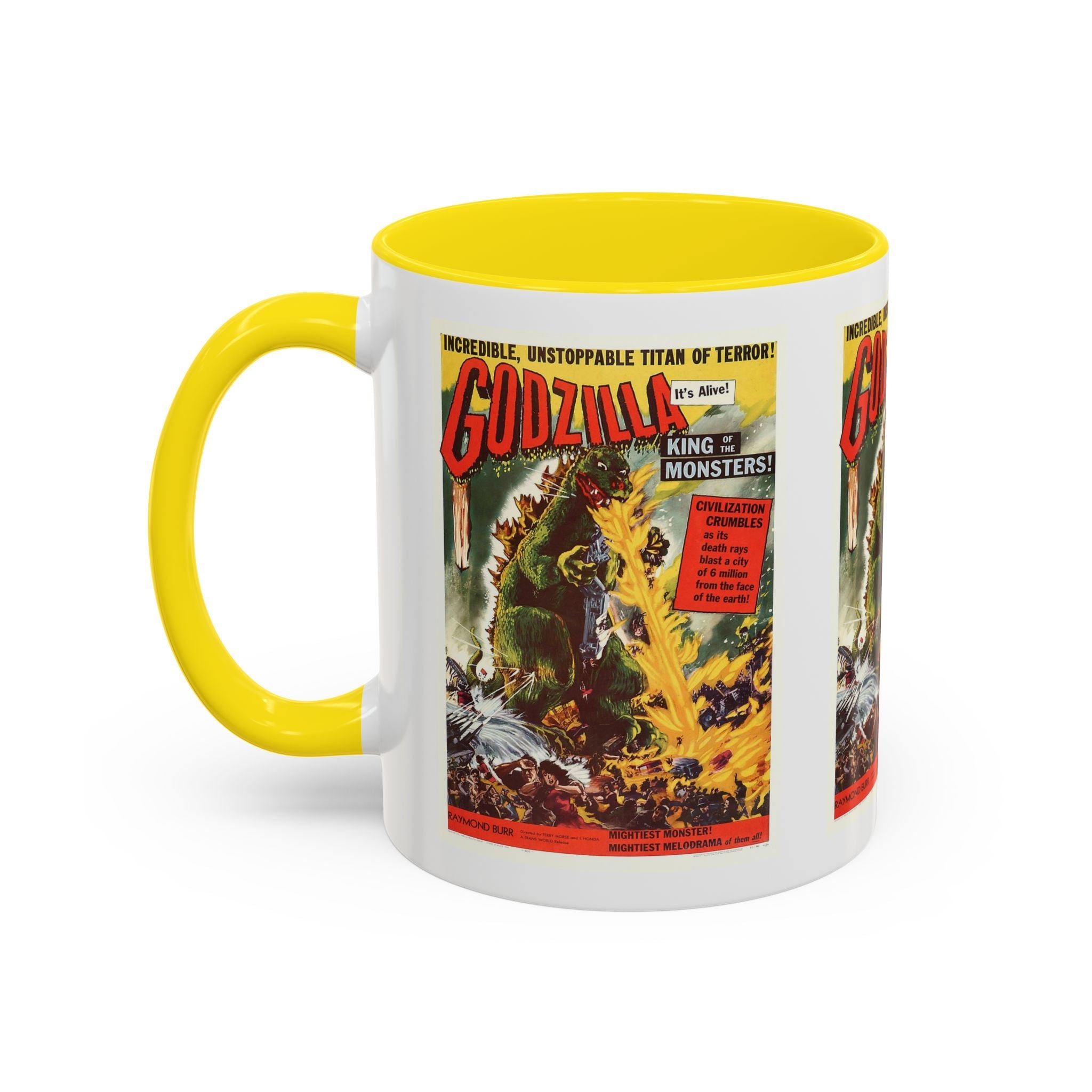 Cult Classic Movie Poster Art Accent Coffee Mug (11, 15oz) - Godzilla King Of The Monsters 1954 - POPvault