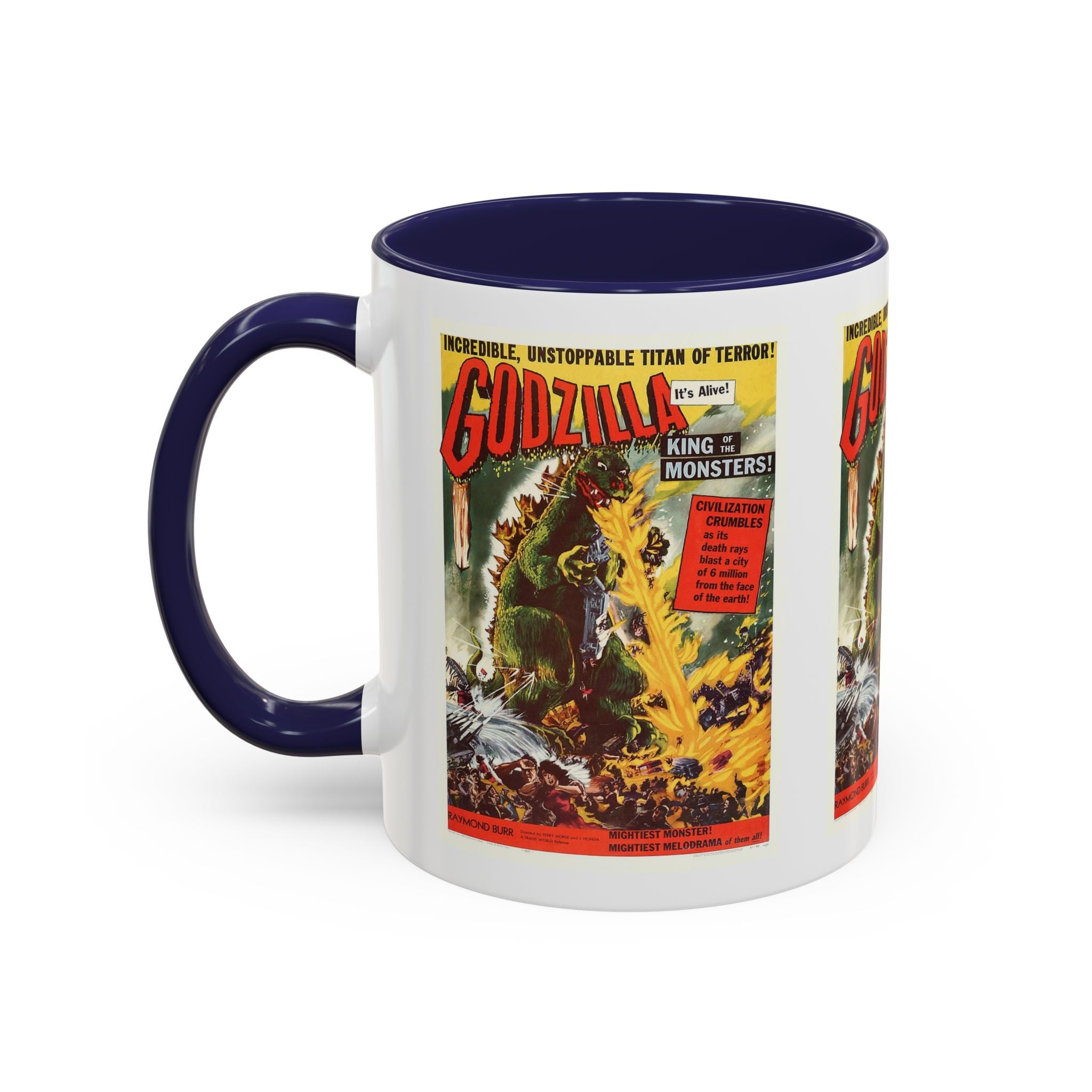 Cult Classic Movie Poster Art Accent Coffee Mug (11, 15oz) - Godzilla King Of The Monsters 1954 - POPvault