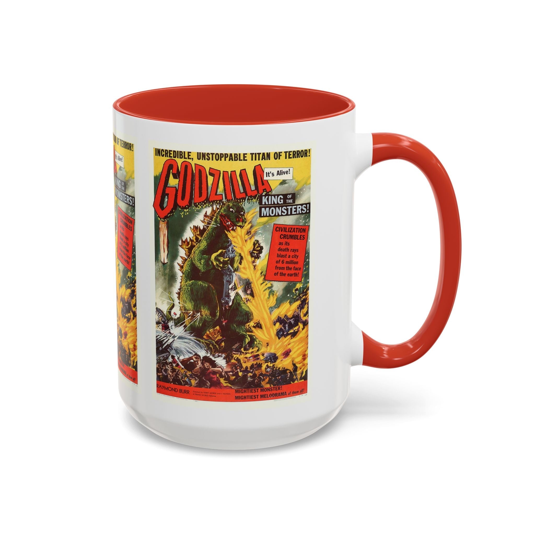 Cult Classic Movie Poster Art Accent Coffee Mug (11, 15oz) - Godzilla King Of The Monsters 1954 - POPvault