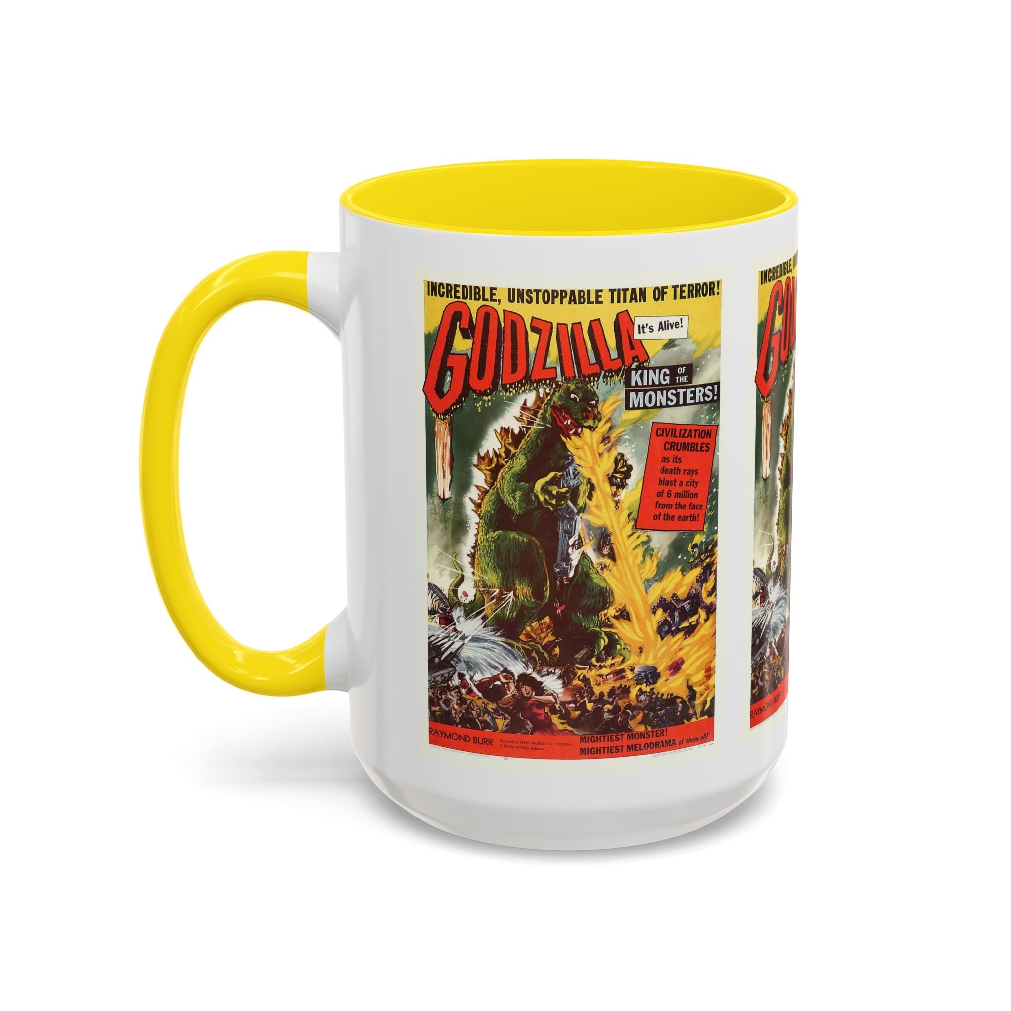 Cult Classic Movie Poster Art Accent Coffee Mug (11, 15oz) - Godzilla King Of The Monsters 1954 - POPvault
