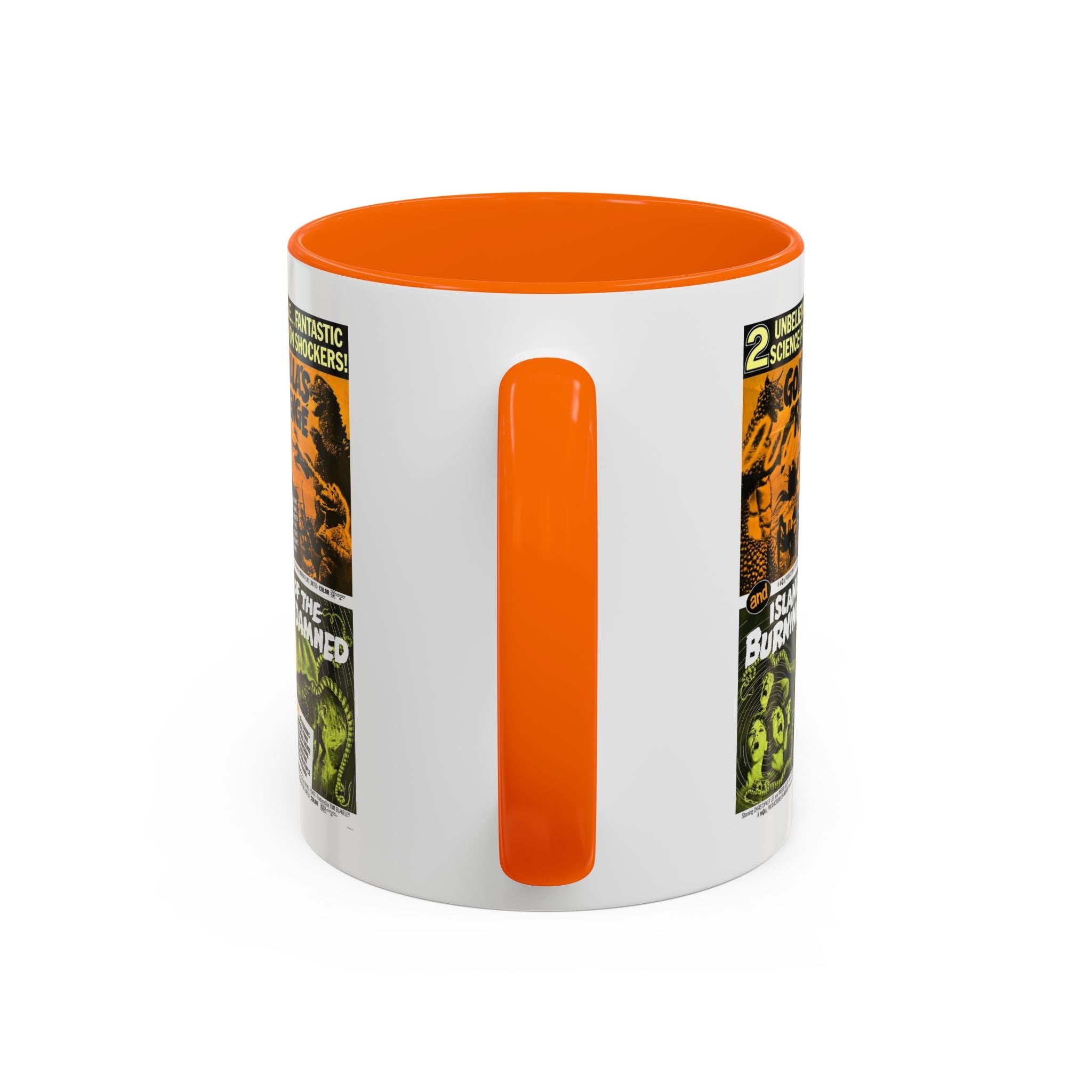 Cult Classic Movie Poster Art Accent Coffee Mug (11, 15oz) - Godzilla's Revenge 1971 | Island Of The Burning Damned 1967 - POPvault