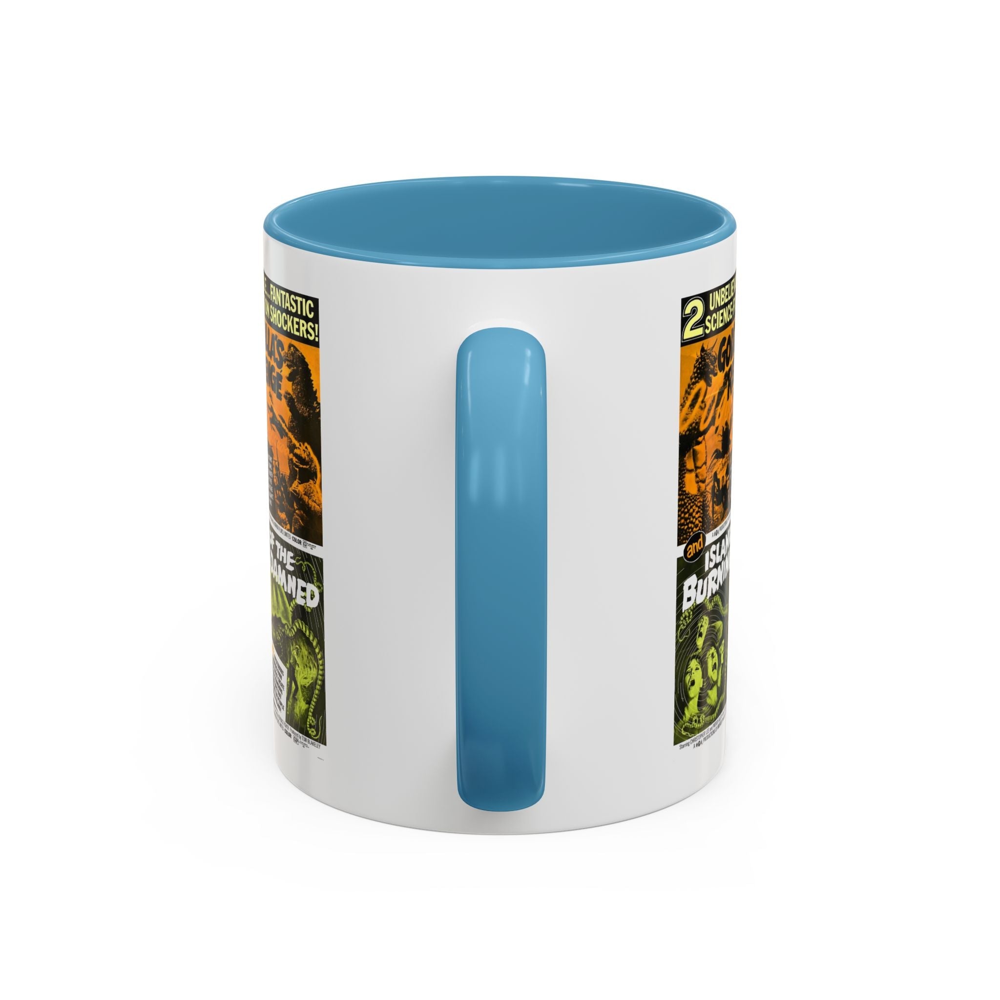 Cult Classic Movie Poster Art Accent Coffee Mug (11, 15oz) - Godzilla's Revenge 1971 | Island Of The Burning Damned 1967 - POPvault