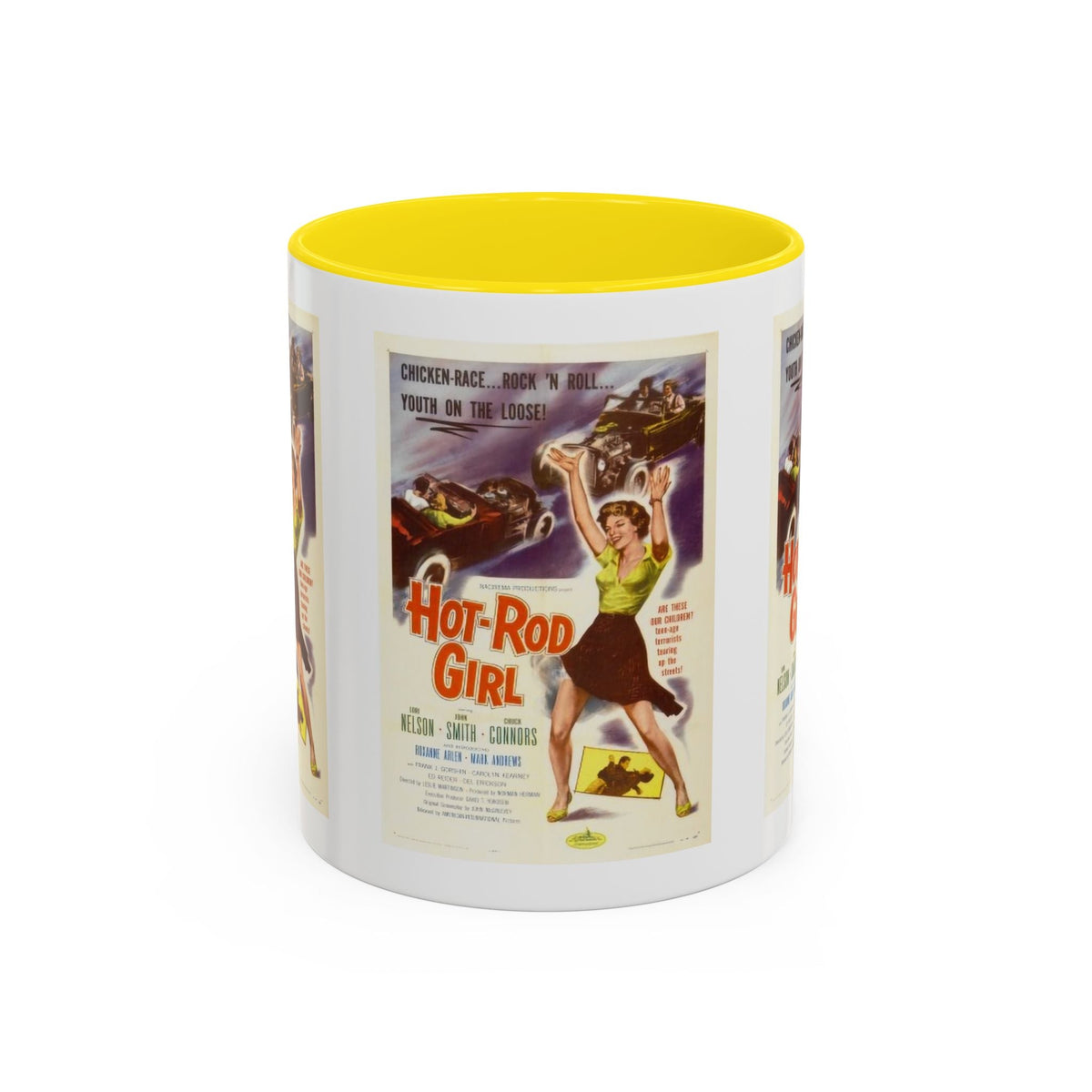 Cult Classic Movie Poster Art Accent Coffee Mug (11, 15oz) - Hot-Rod Girl 1956 - Mug