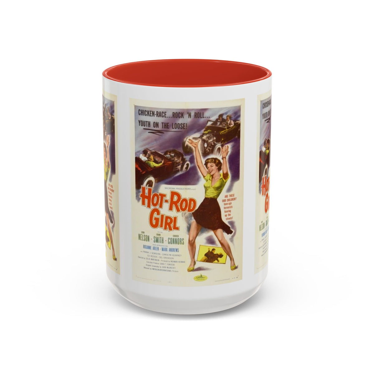 Cult Classic Movie Poster Art Accent Coffee Mug (11, 15oz) - Hot-Rod Girl 1956 - Mug