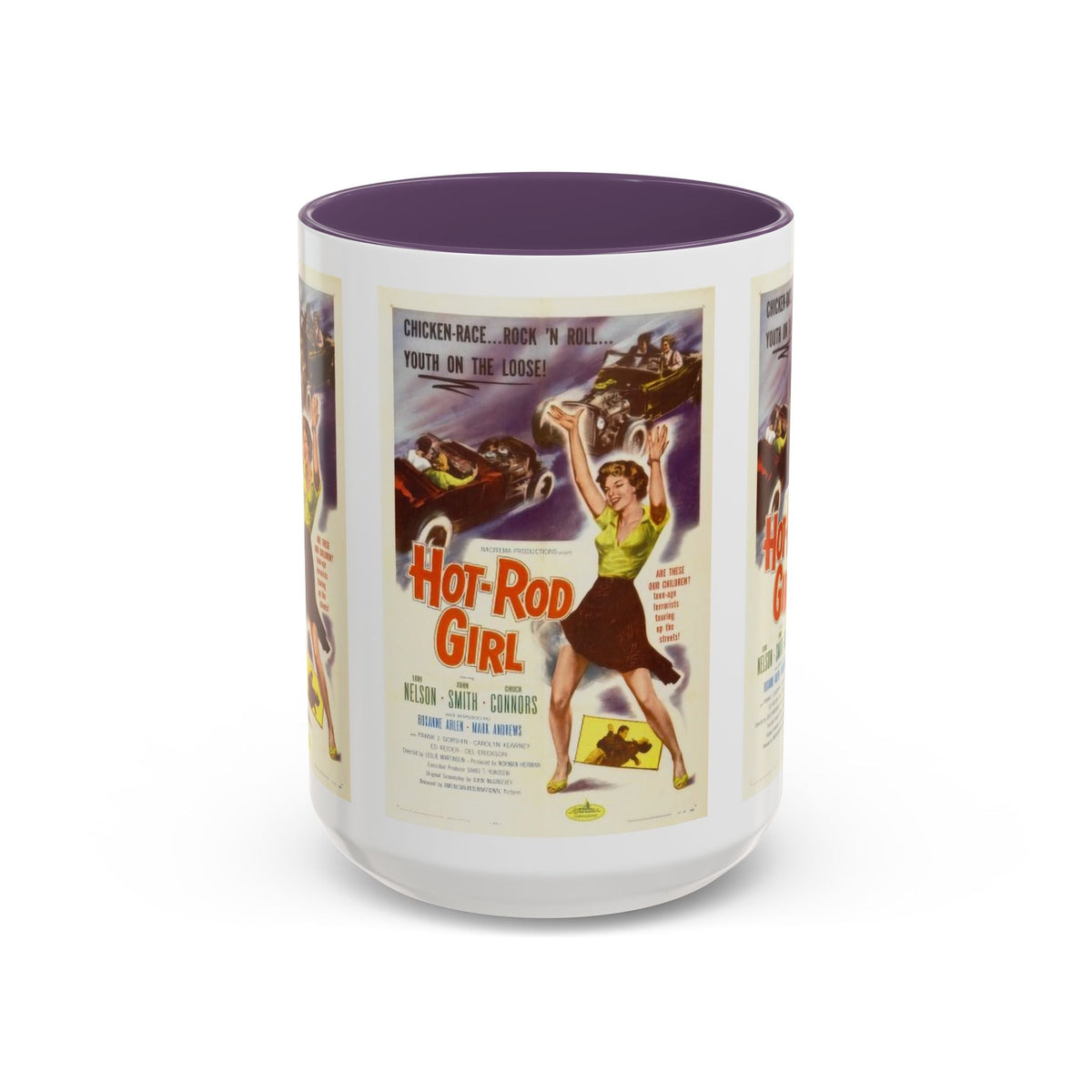 Cult Classic Movie Poster Art Accent Coffee Mug (11, 15oz) - Hot-Rod Girl 1956 - Mug