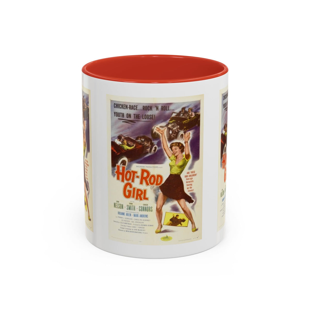 Cult Classic Movie Poster Art Accent Coffee Mug (11, 15oz) - Hot-Rod Girl 1956 - Mug