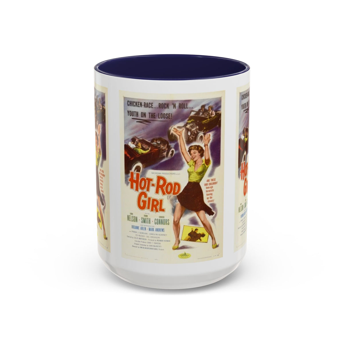 Cult Classic Movie Poster Art Accent Coffee Mug (11, 15oz) - Hot-Rod Girl 1956 - Mug