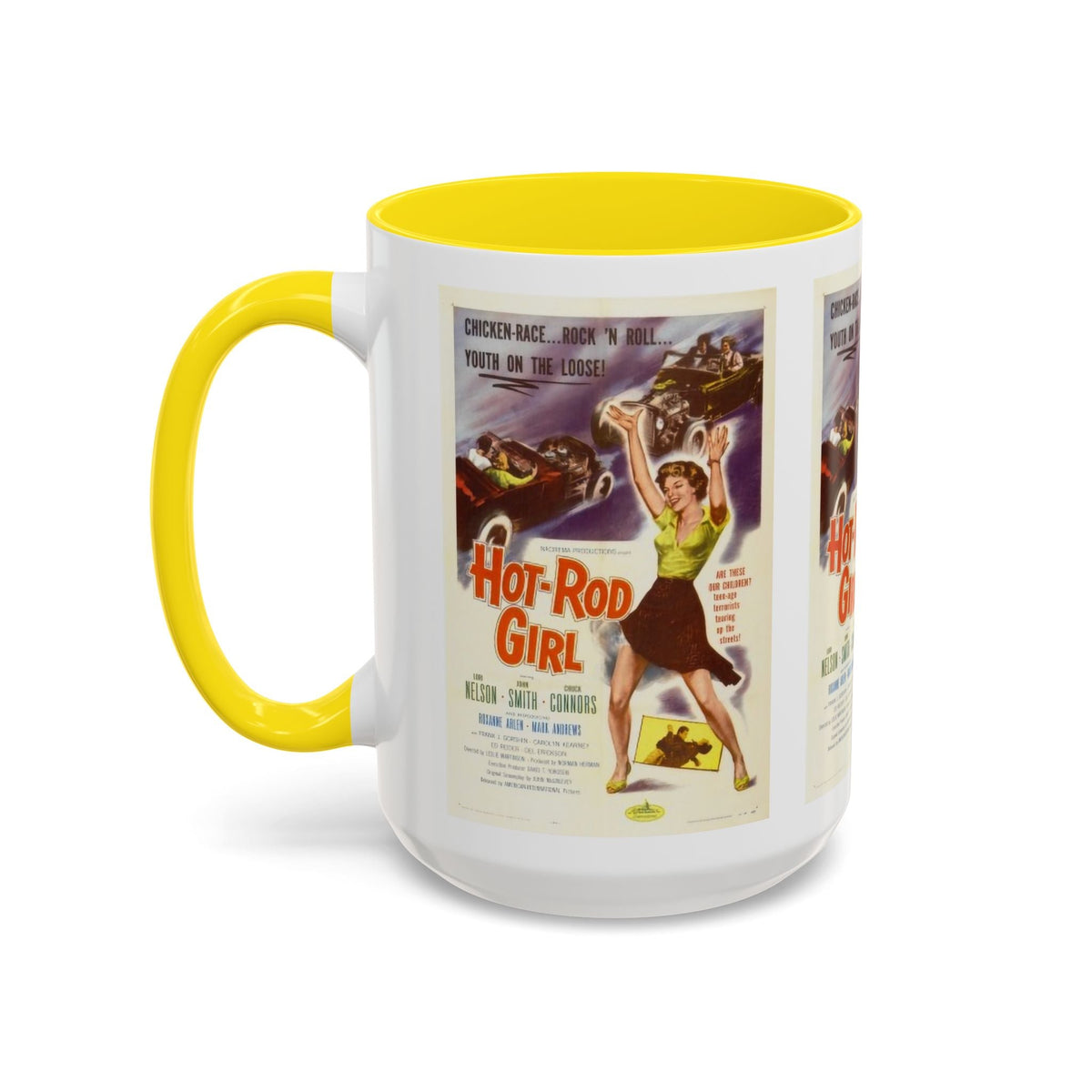 Cult Classic Movie Poster Art Accent Coffee Mug (11, 15oz) - Hot-Rod Girl 1956 - Mug