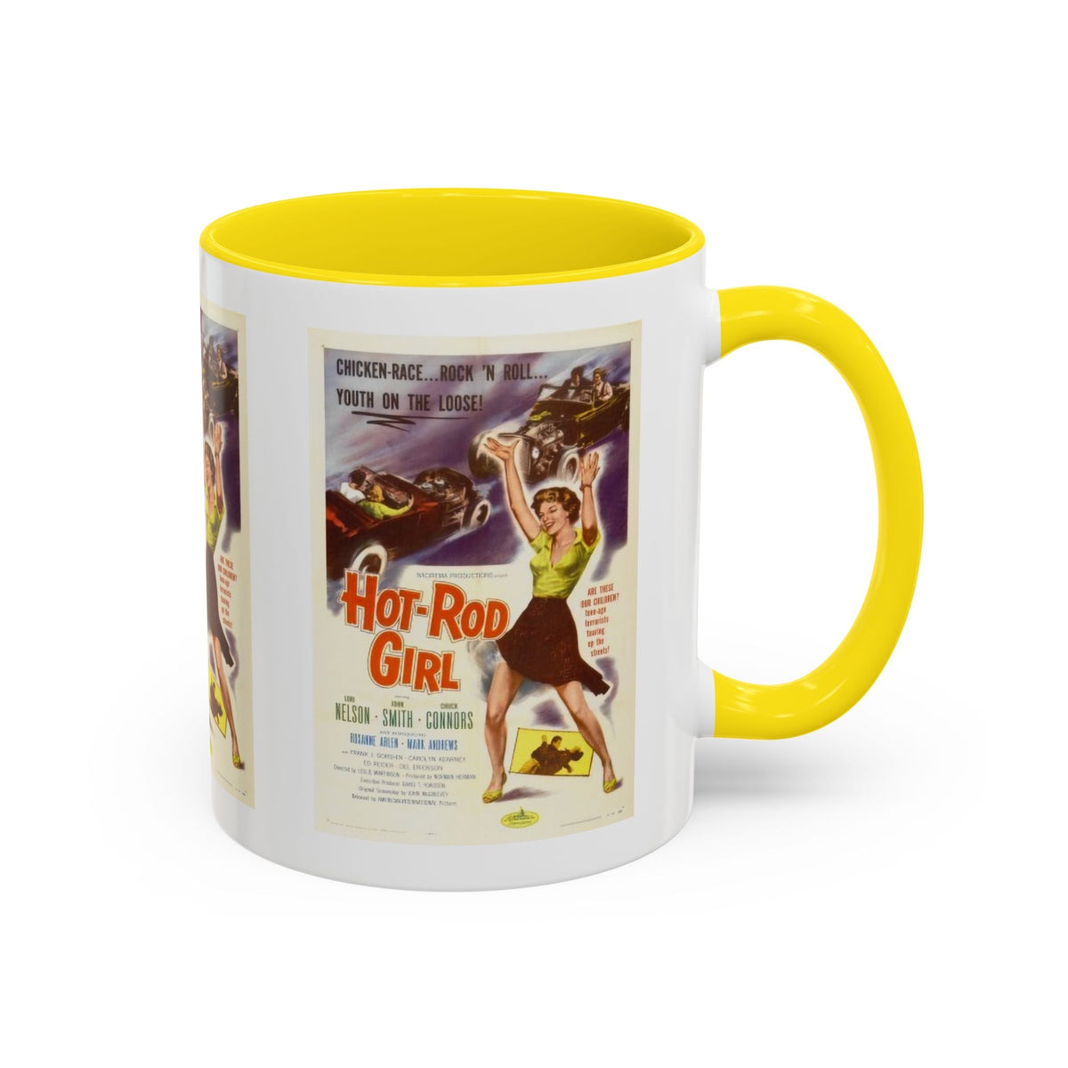 Cult Classic Movie Poster Art Accent Coffee Mug (11, 15oz) - Hot-Rod Girl 1956 - Mug