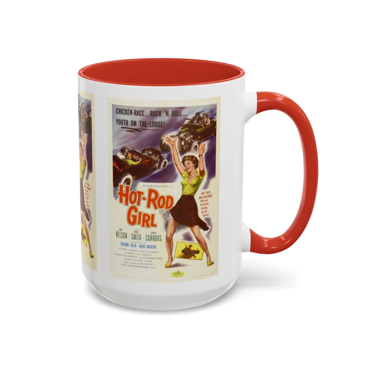 Cult Classic Movie Poster Art Accent Coffee Mug (11, 15oz) - Hot-Rod Girl 1956 - Mug