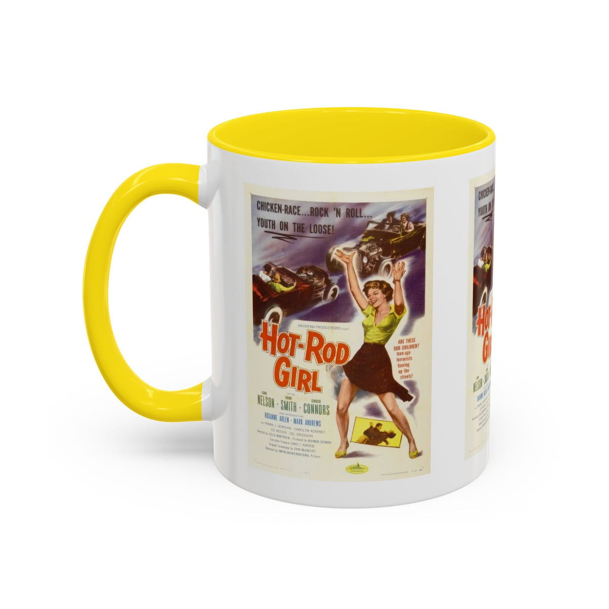 Cult Classic Movie Poster Art Accent Coffee Mug (11, 15oz) - Hot-Rod Girl 1956 - Mug