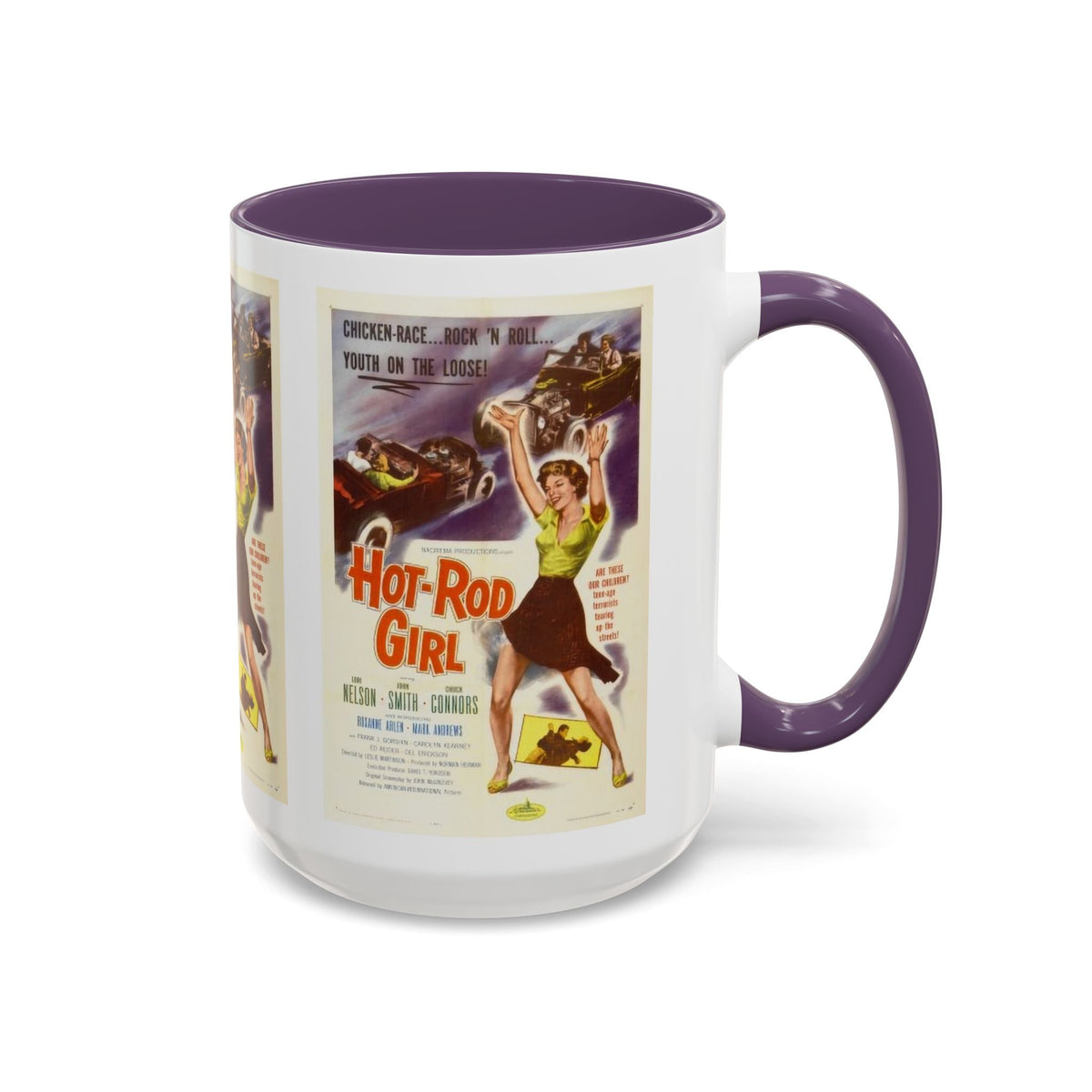 Cult Classic Movie Poster Art Accent Coffee Mug (11, 15oz) - Hot-Rod Girl 1956 - Mug