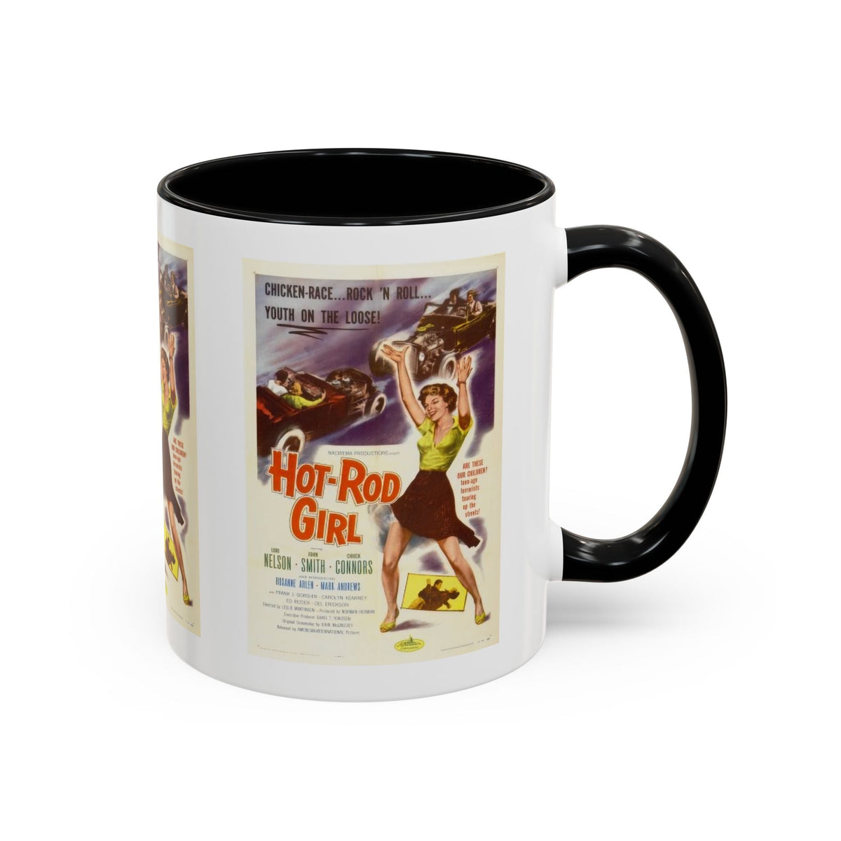 Cult Classic Movie Poster Art Accent Coffee Mug (11, 15oz) - Hot-Rod Girl 1956 - Mug