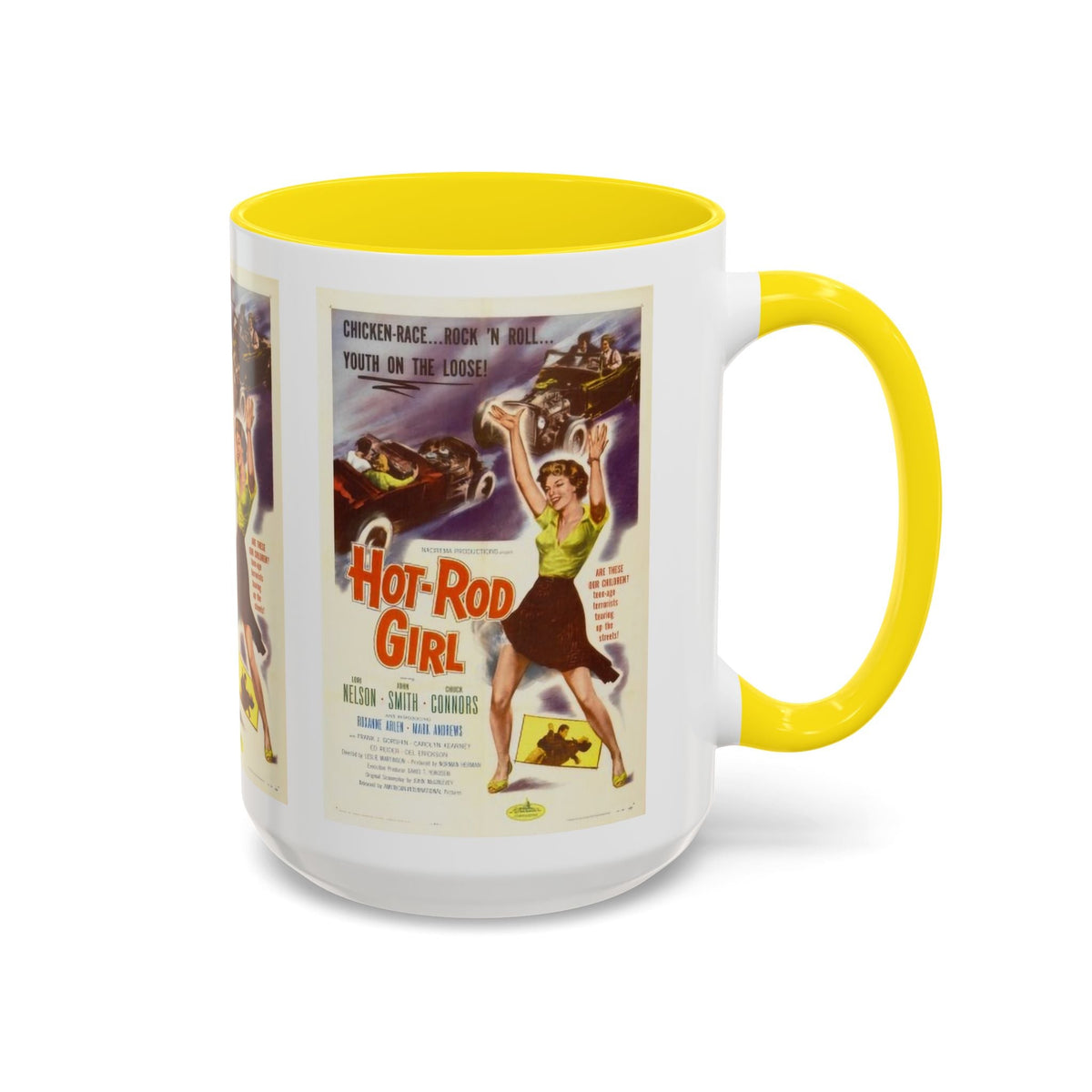 Cult Classic Movie Poster Art Accent Coffee Mug (11, 15oz) - Hot-Rod Girl 1956 - Mug