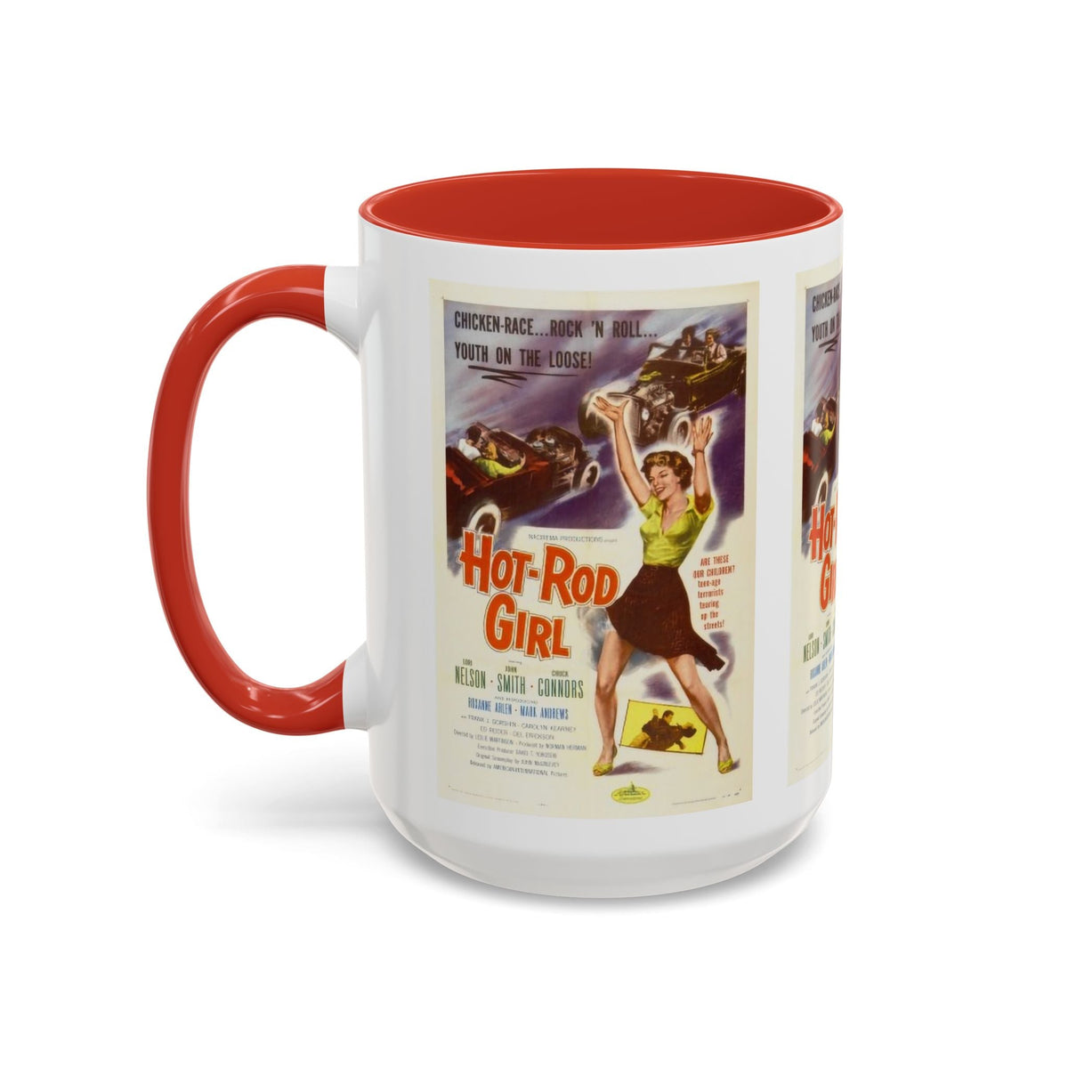 Cult Classic Movie Poster Art Accent Coffee Mug (11, 15oz) - Hot-Rod Girl 1956 - Mug