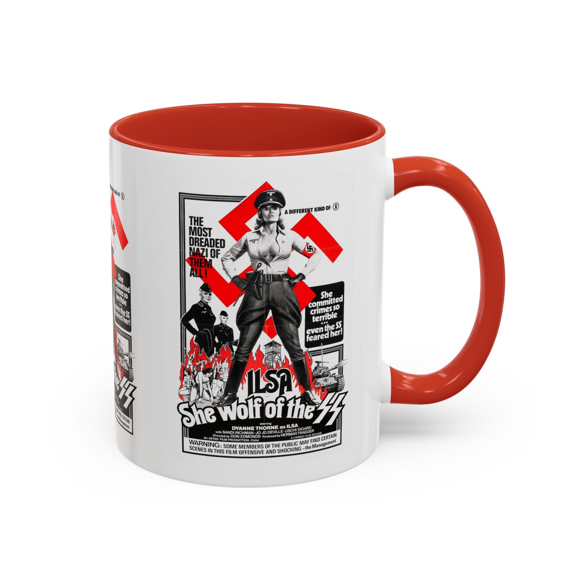 Cult Classic Movie Poster Art Accent Coffee Mug (11, 15oz) - Ilsa She Wolf Of The SS 1975 - POPvault