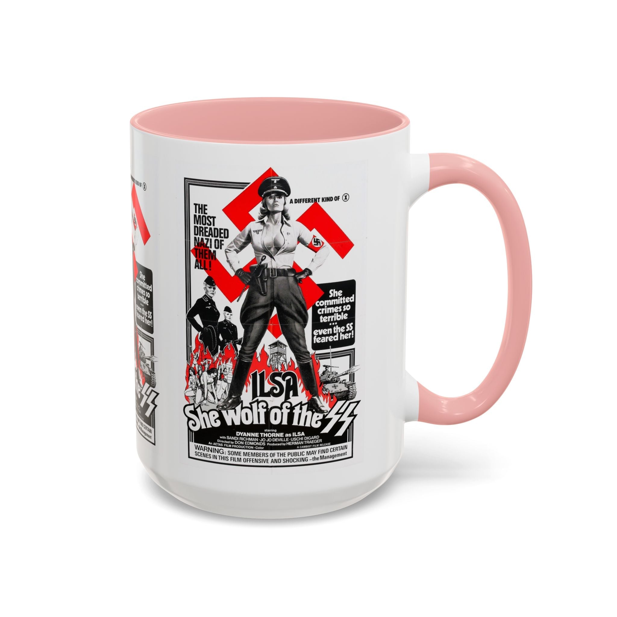 Cult Classic Movie Poster Art Accent Coffee Mug (11, 15oz) - Ilsa She Wolf Of The SS 1975 - POPvault