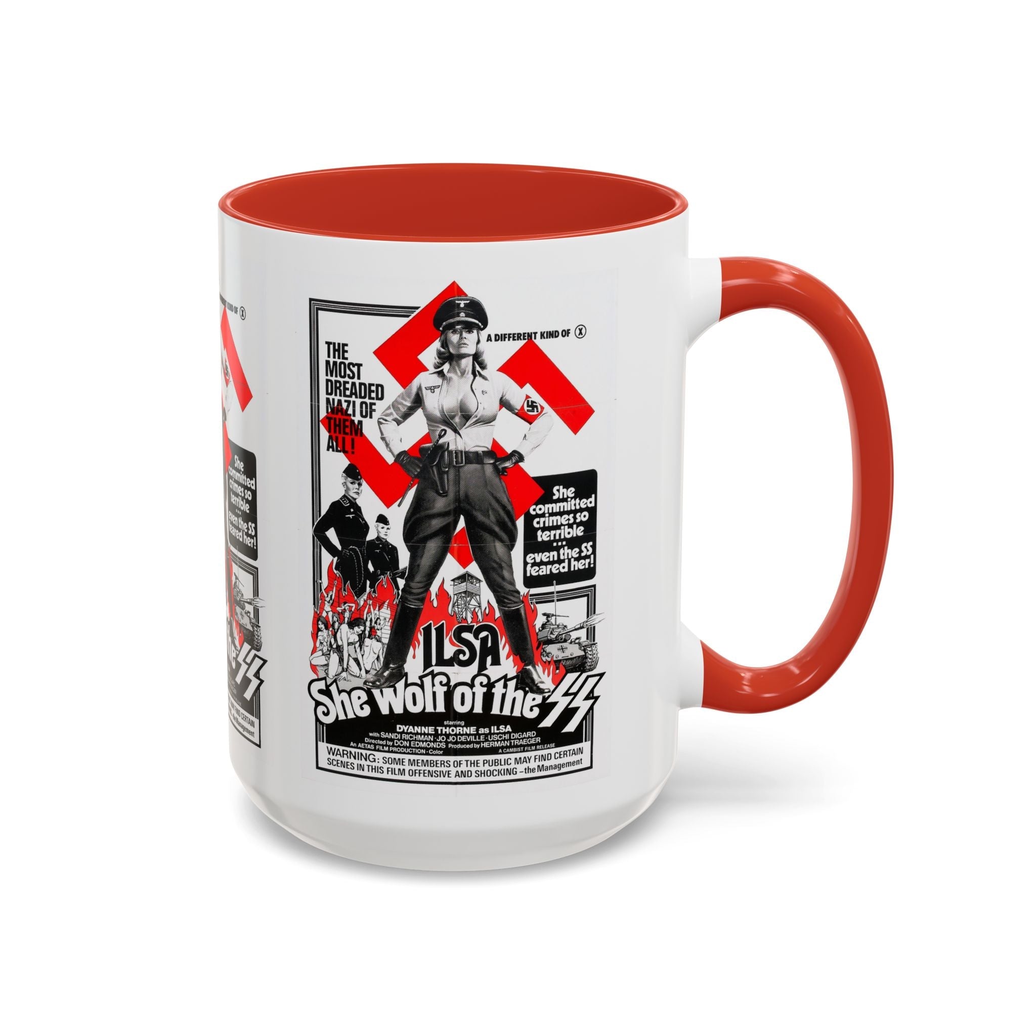 Cult Classic Movie Poster Art Accent Coffee Mug (11, 15oz) - Ilsa She Wolf Of The SS 1975 - POPvault