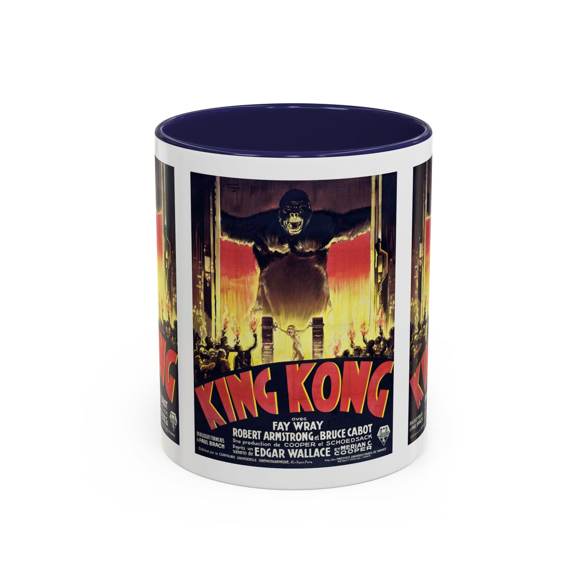 Cult Classic Movie Poster Art Accent Coffee Mug (11, 15oz) - King Kong French 1933 - Mug