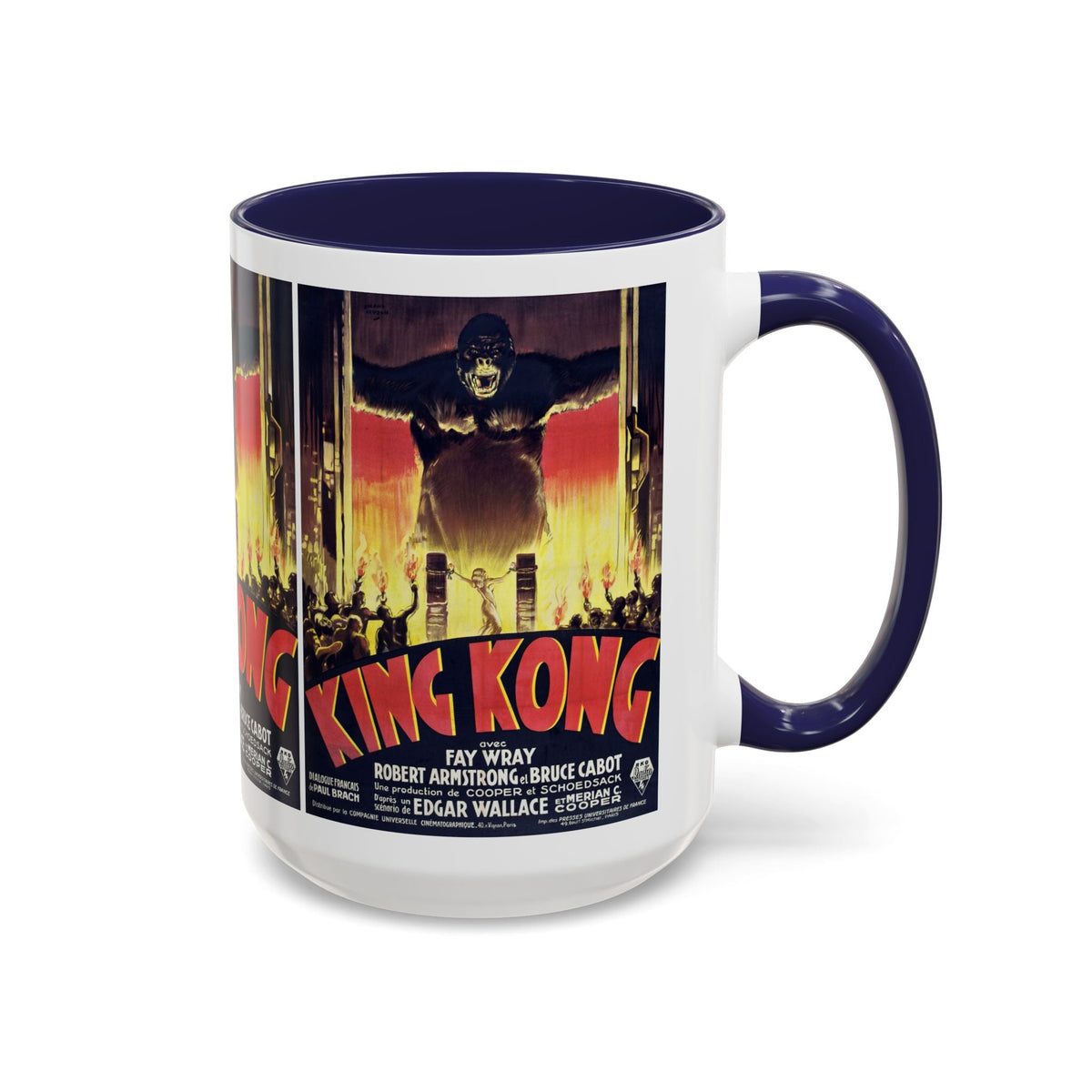 Cult Classic Movie Poster Art Accent Coffee Mug (11, 15oz) - King Kong French 1933 - Mug