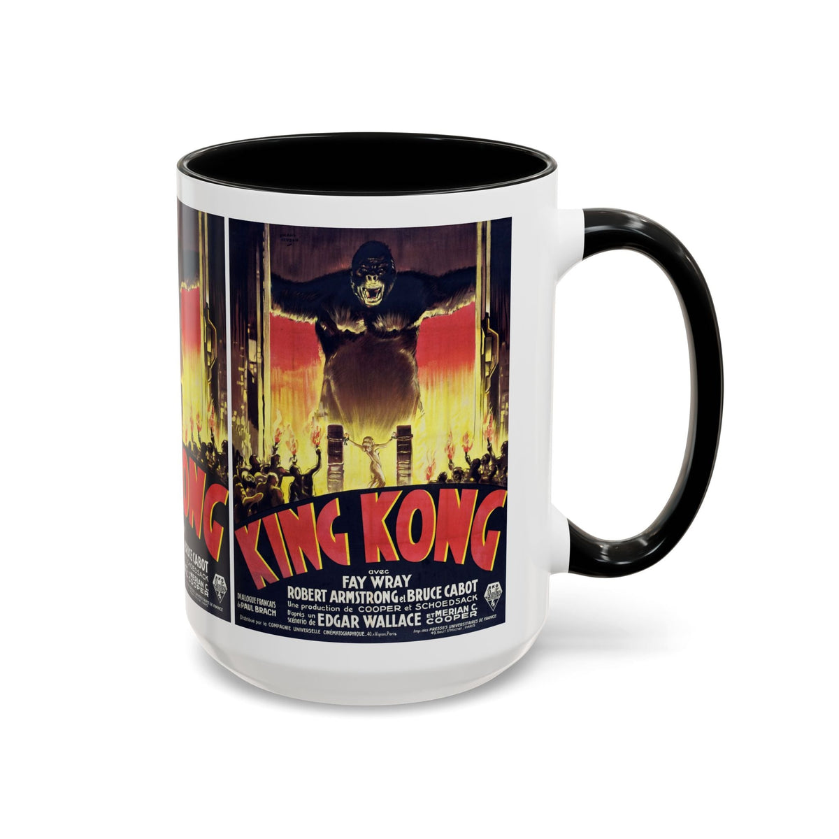 Cult Classic Movie Poster Art Accent Coffee Mug (11, 15oz) - King Kong French 1933 - Mug