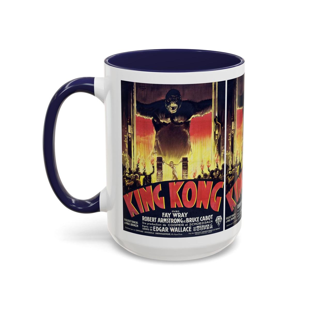 Cult Classic Movie Poster Art Accent Coffee Mug (11, 15oz) - King Kong French 1933 - Mug