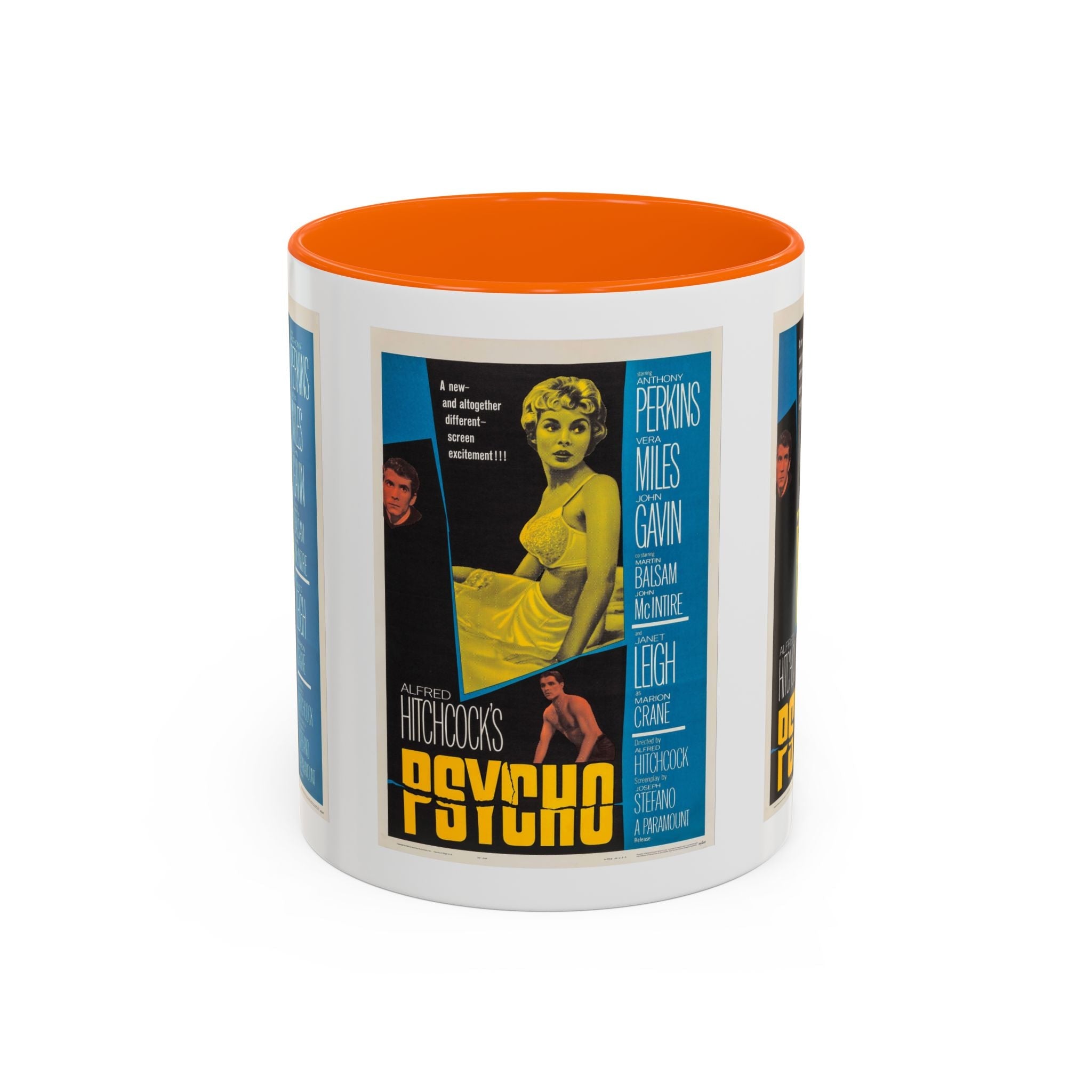 Cult Classic Movie Poster Art Accent Coffee Mug (11, 15oz) - Psycho Halftone Version 1960 - POPvault