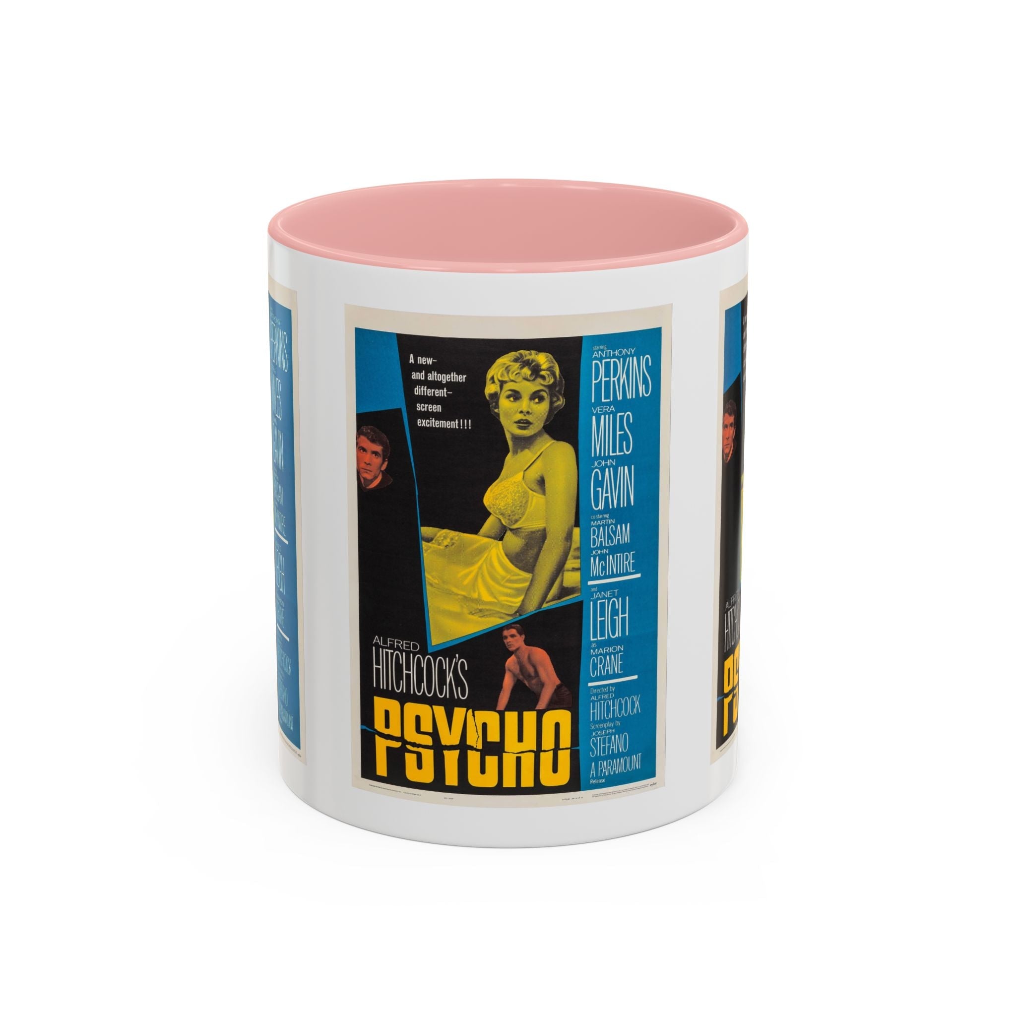 Cult Classic Movie Poster Art Accent Coffee Mug (11, 15oz) - Psycho Halftone Version 1960 - POPvault