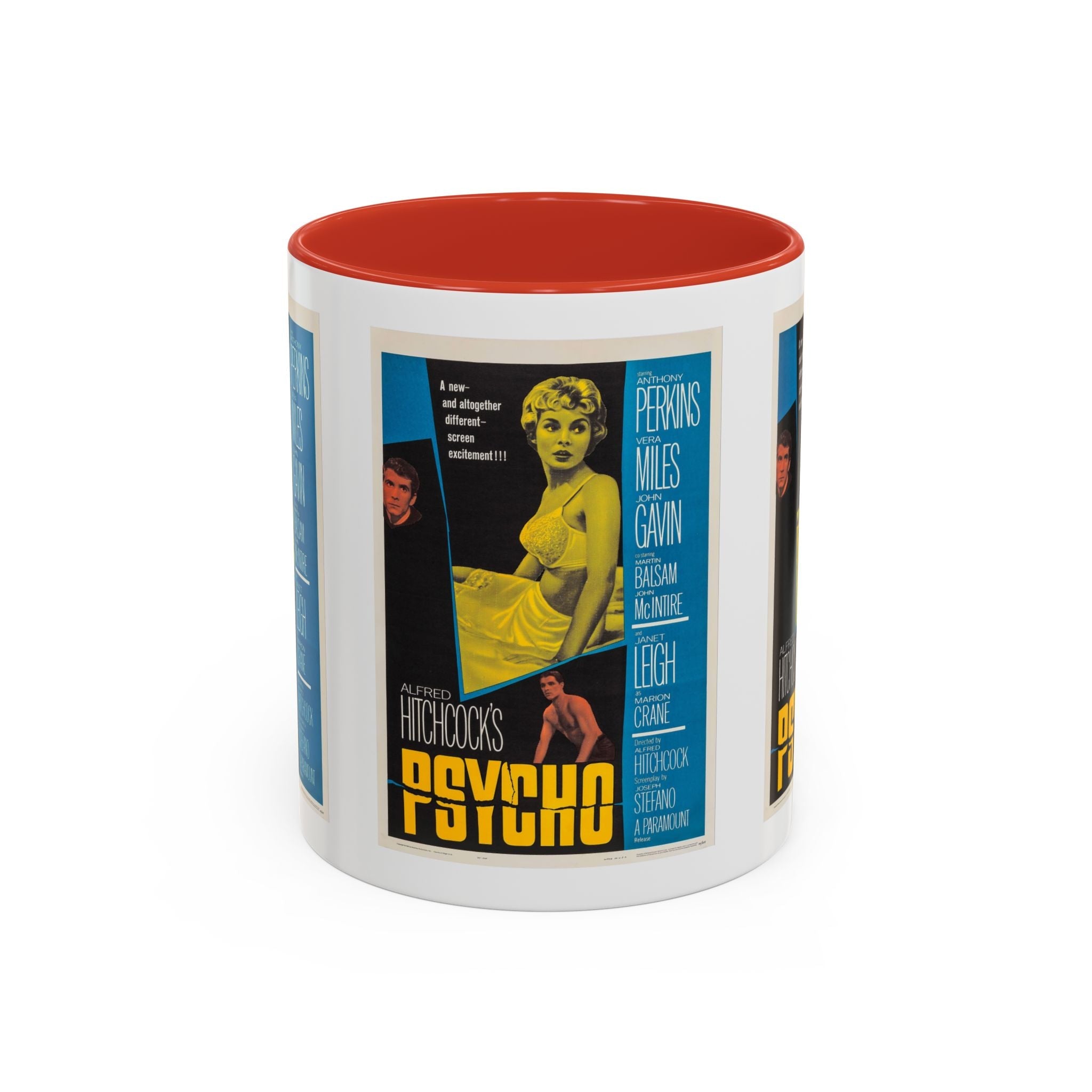 Cult Classic Movie Poster Art Accent Coffee Mug (11, 15oz) - Psycho Halftone Version 1960 - POPvault