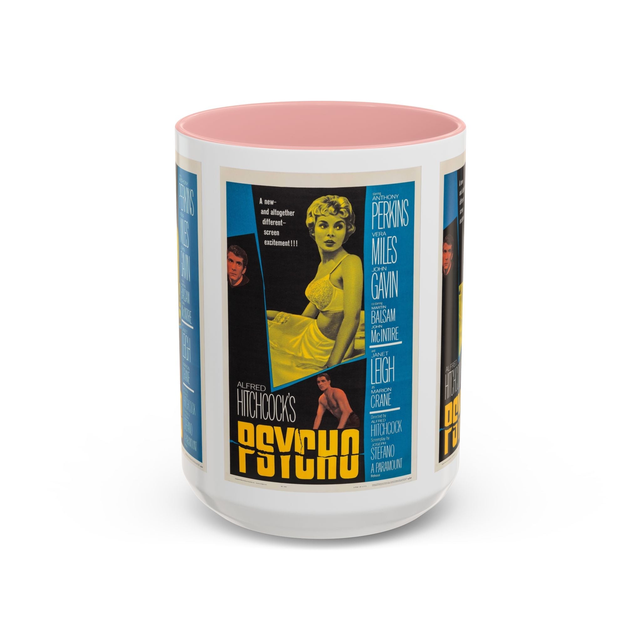Cult Classic Movie Poster Art Accent Coffee Mug (11, 15oz) - Psycho Halftone Version 1960 - POPvault
