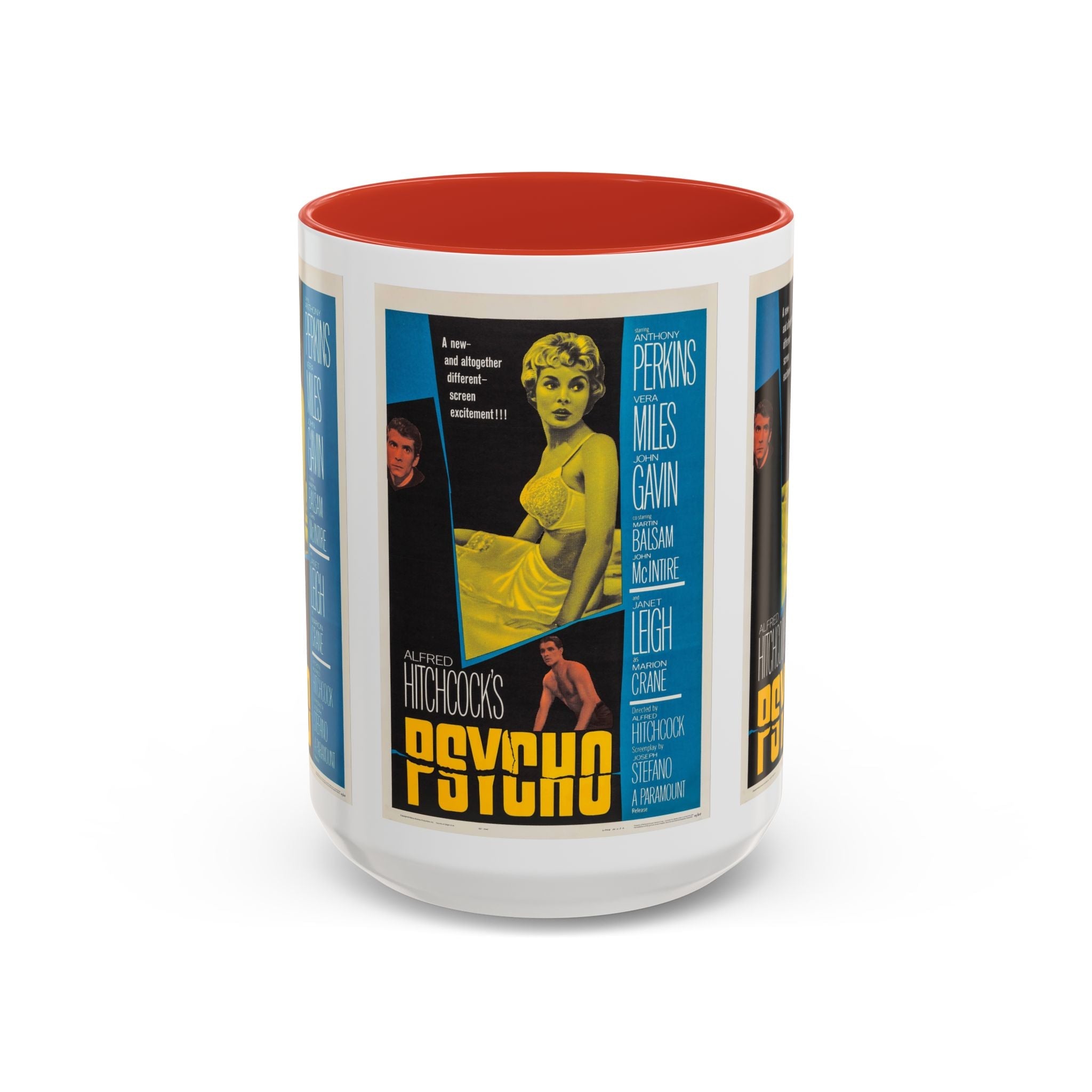 Cult Classic Movie Poster Art Accent Coffee Mug (11, 15oz) - Psycho Halftone Version 1960 - POPvault