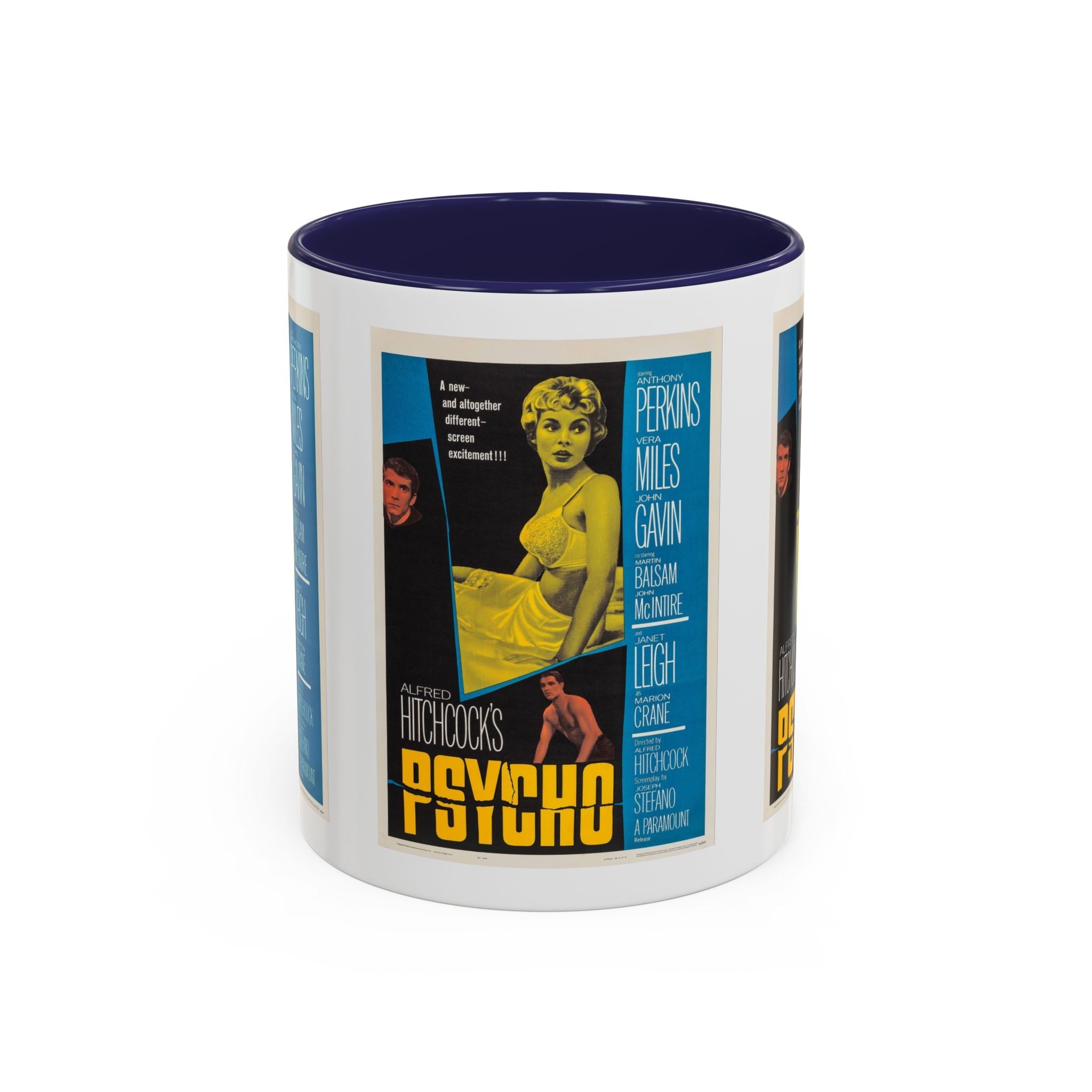 Cult Classic Movie Poster Art Accent Coffee Mug (11, 15oz) - Psycho Halftone Version 1960 - POPvault