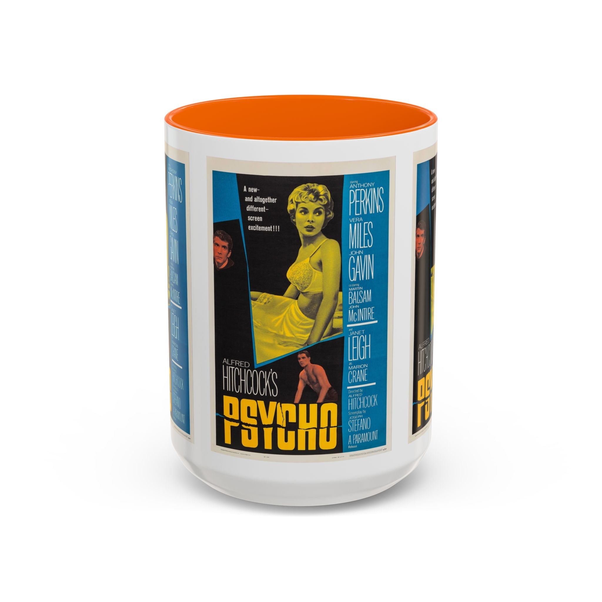 Cult Classic Movie Poster Art Accent Coffee Mug (11, 15oz) - Psycho Halftone Version 1960 - POPvault