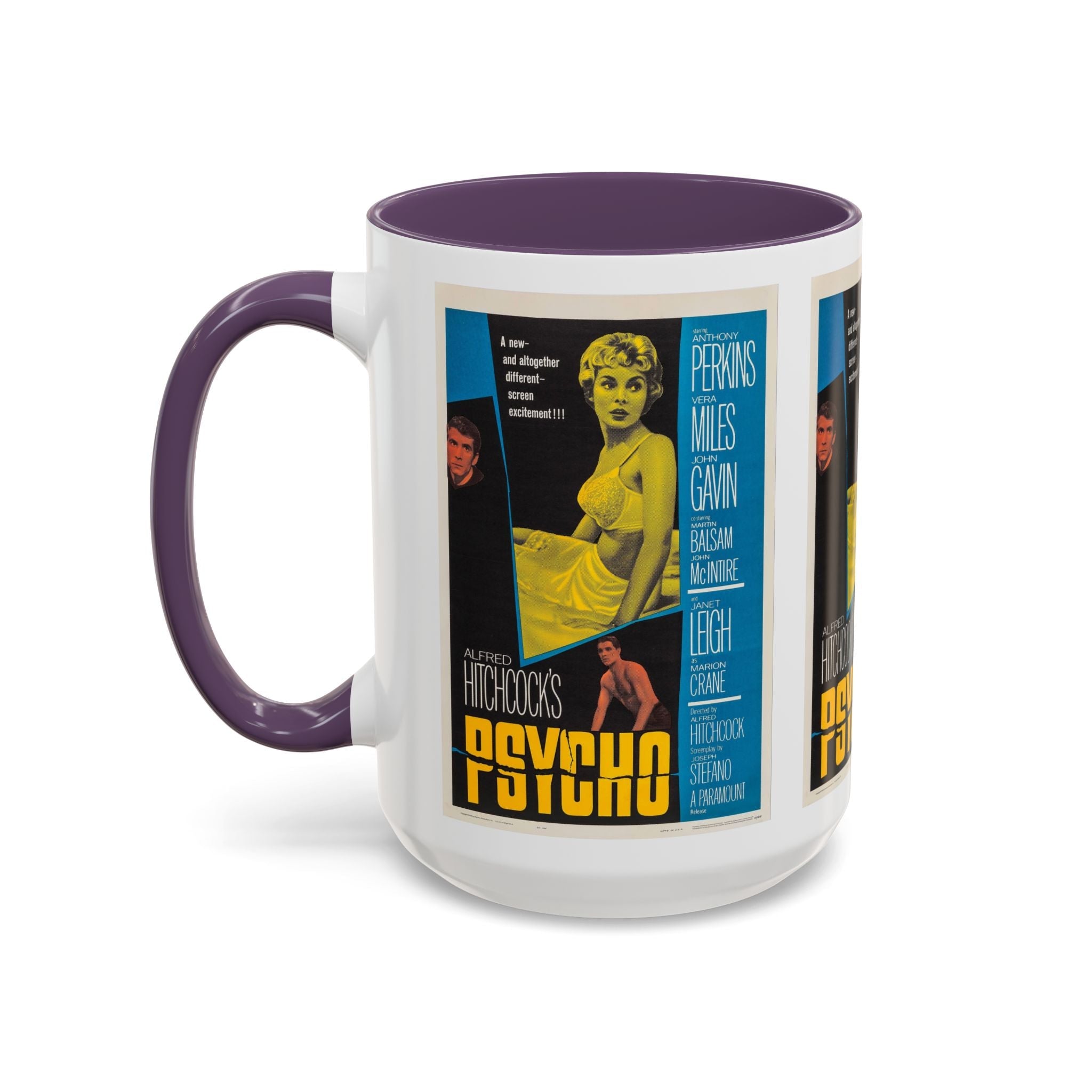 Cult Classic Movie Poster Art Accent Coffee Mug (11, 15oz) - Psycho Halftone Version 1960 - POPvault