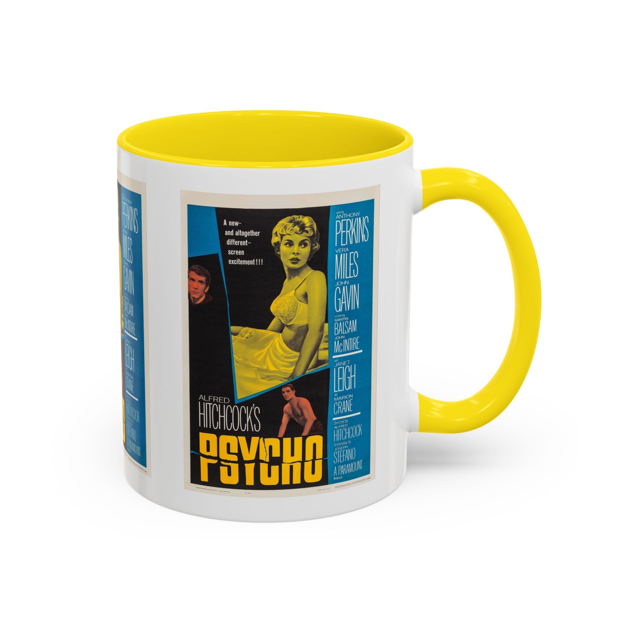 Cult Classic Movie Poster Art Accent Coffee Mug (11, 15oz) - Psycho Halftone Version 1960 - POPvault
