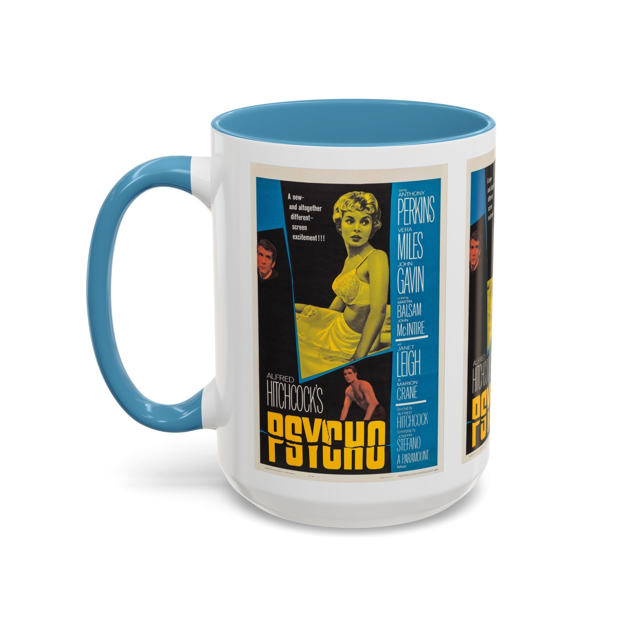 Cult Classic Movie Poster Art Accent Coffee Mug (11, 15oz) - Psycho Halftone Version 1960 - POPvault